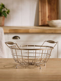 Antique gold Hertford fruit bowl with wooden handles (British brand)