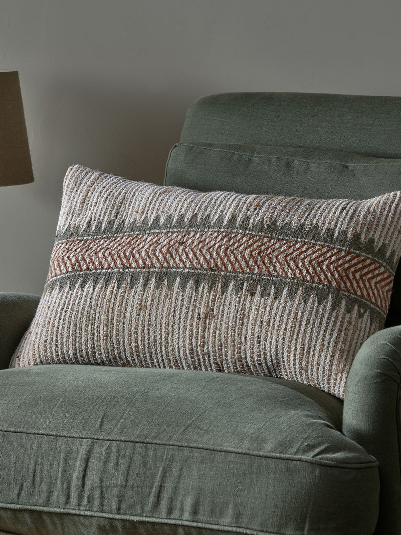 Nkuku natural jute and cotton cushion cover 42x62cm, imported from the UK