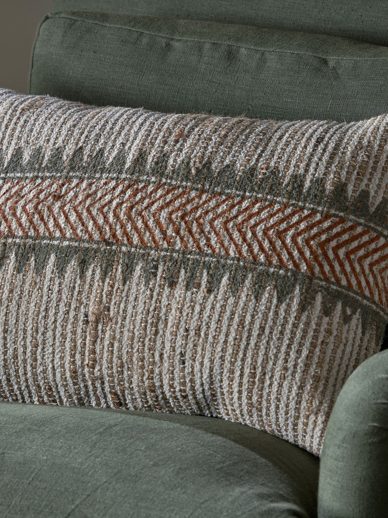 Nkuku natural jute and cotton cushion cover 42x62cm, imported from the UK