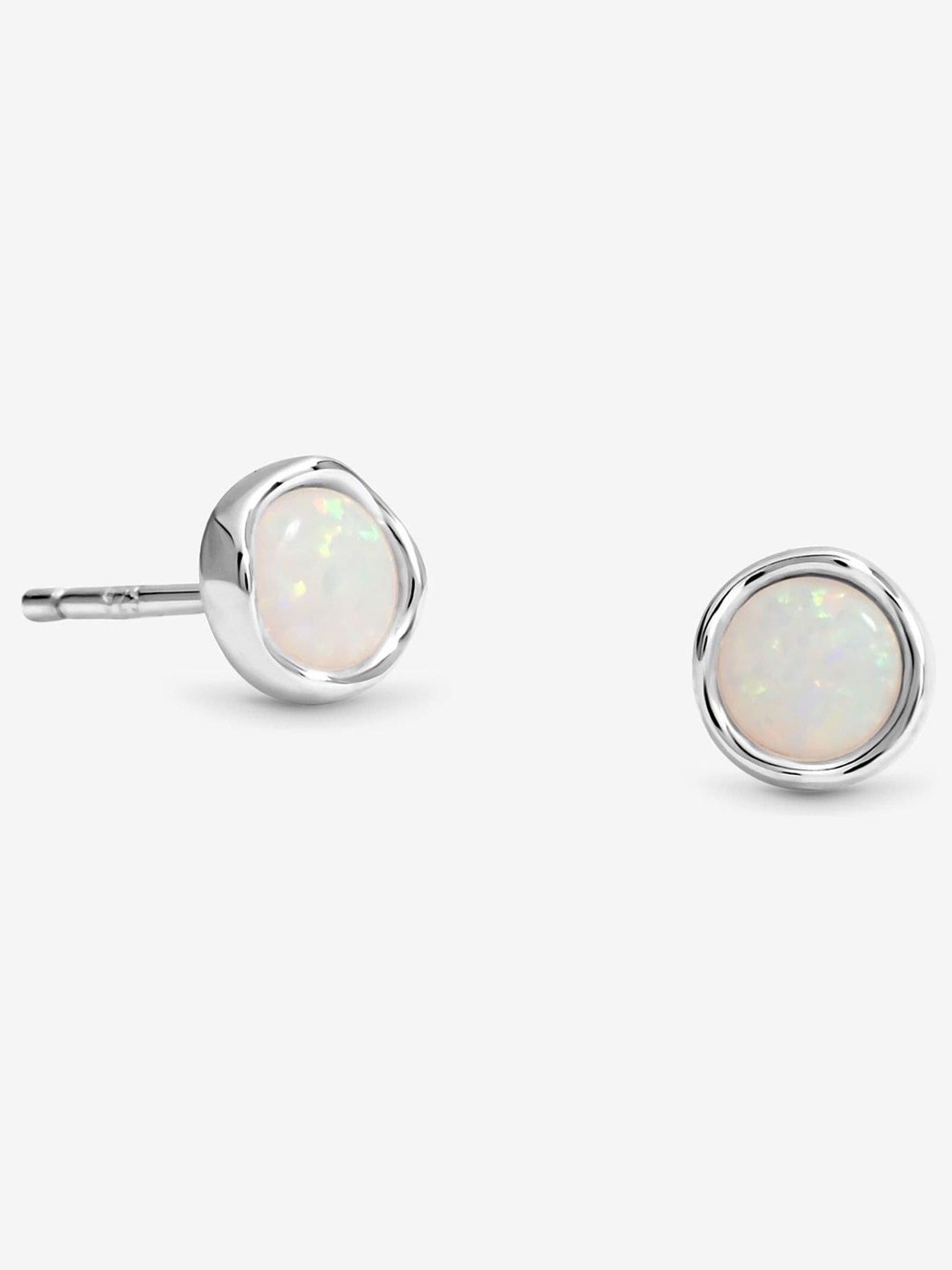Simply Silver Sterling Silver Semi Precious Opal Stud Earrings