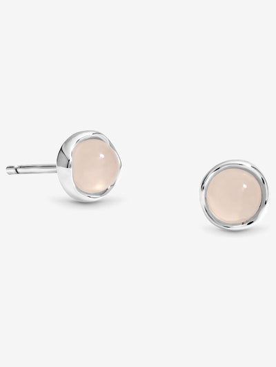 Next Sterling Silver Rose Quartz Stud Earrings with Post and Bullet Back, 6.8mm- Buy online at McGrocer