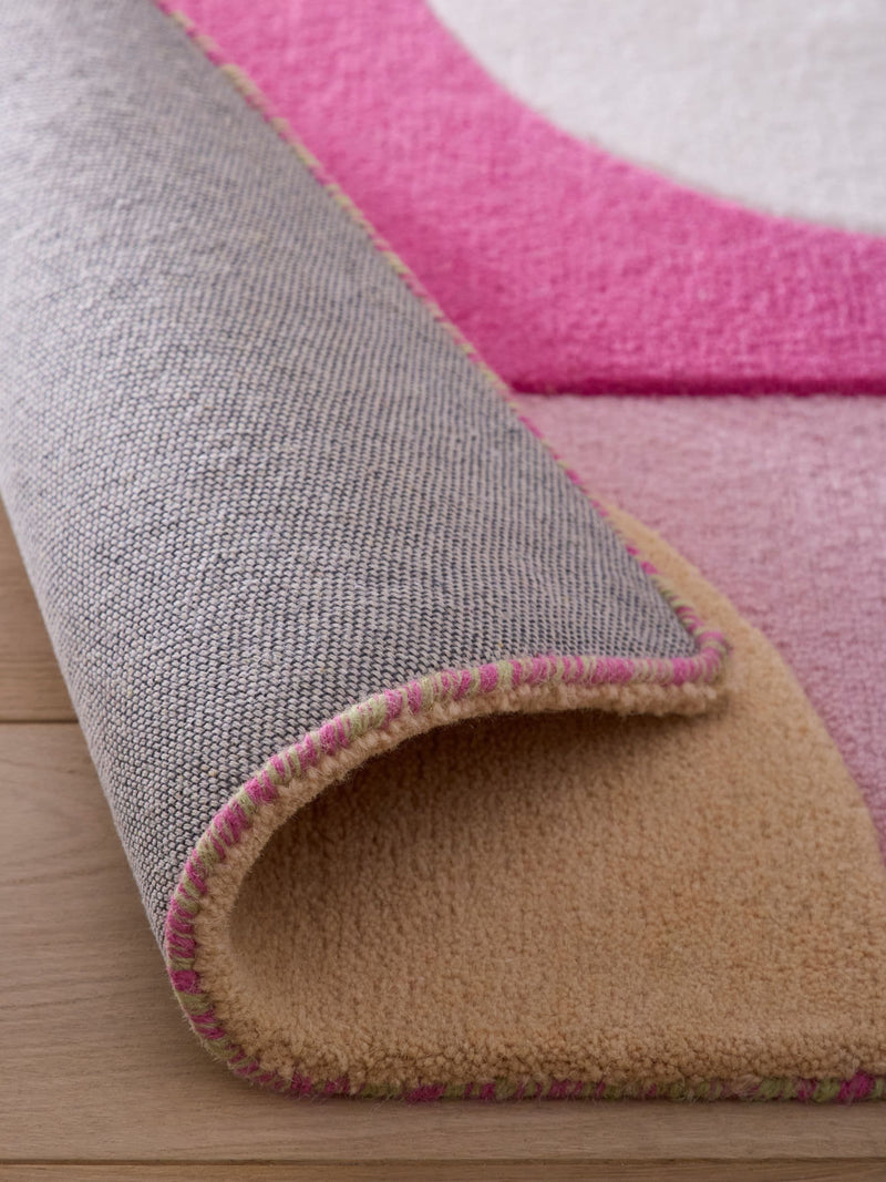 Origin Rugs pink retro deco wool rug, UK version