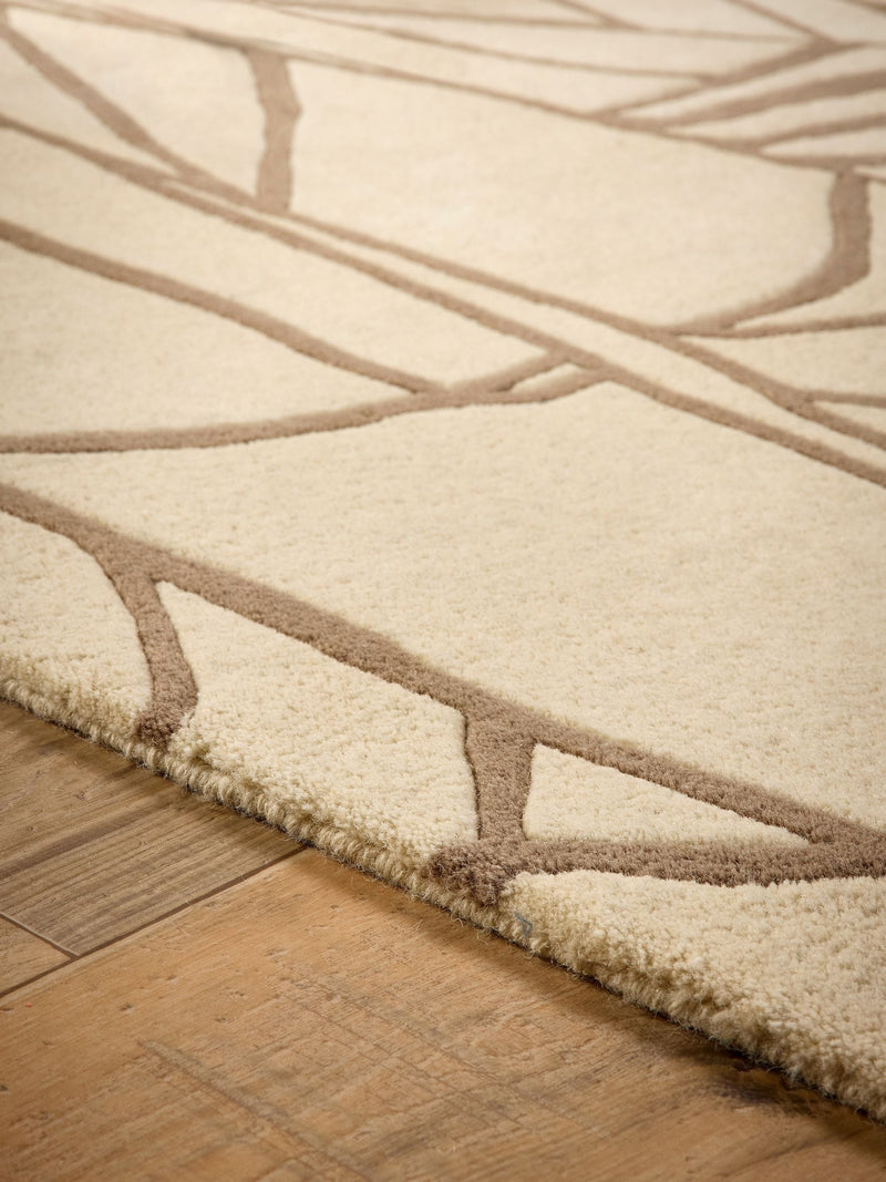 Origin Rugs Kintsugi wool rug cream carved pattern, UK version