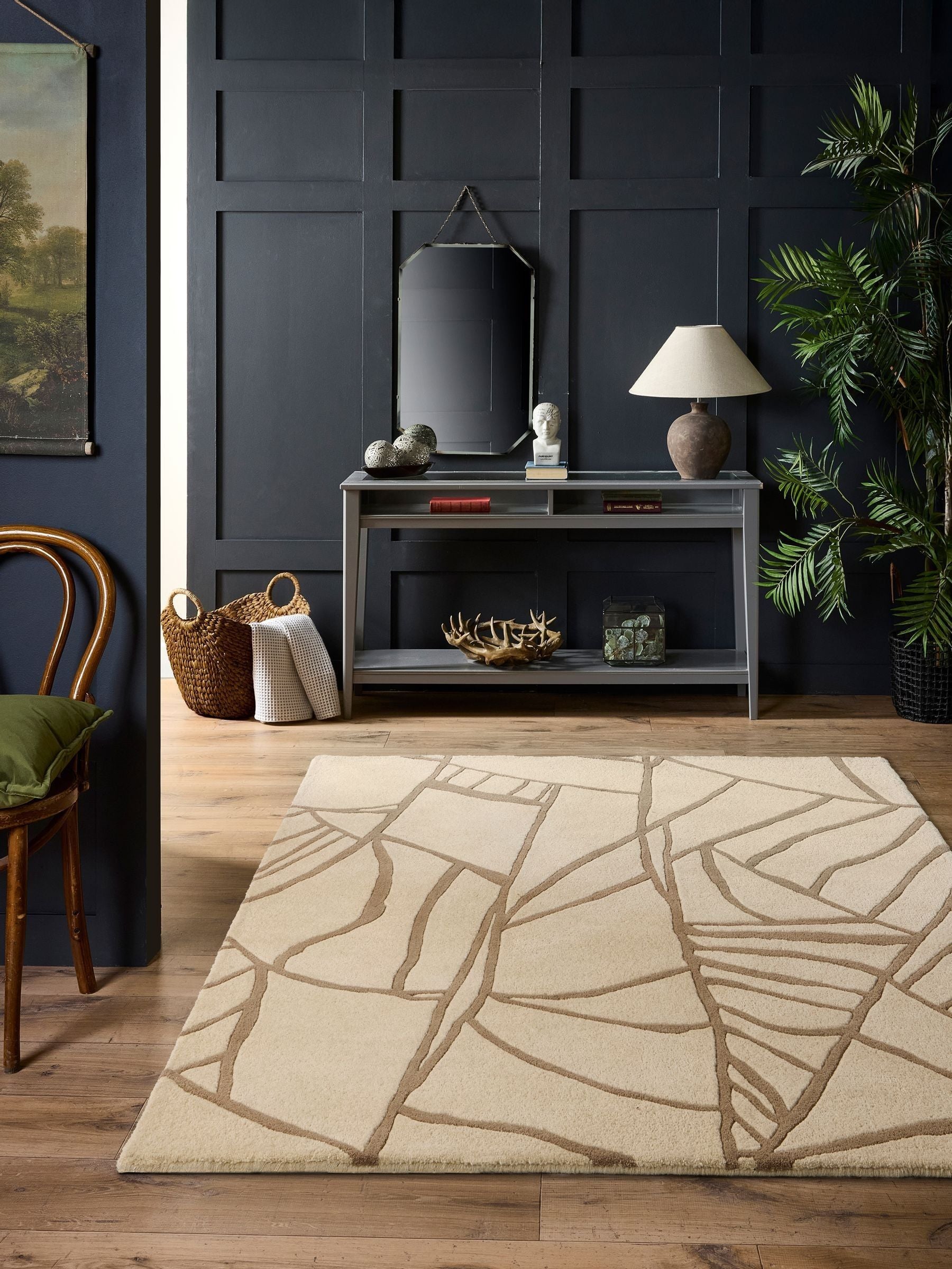 Origin Rugs Kintsugi wool rug cream carved pattern, UK version