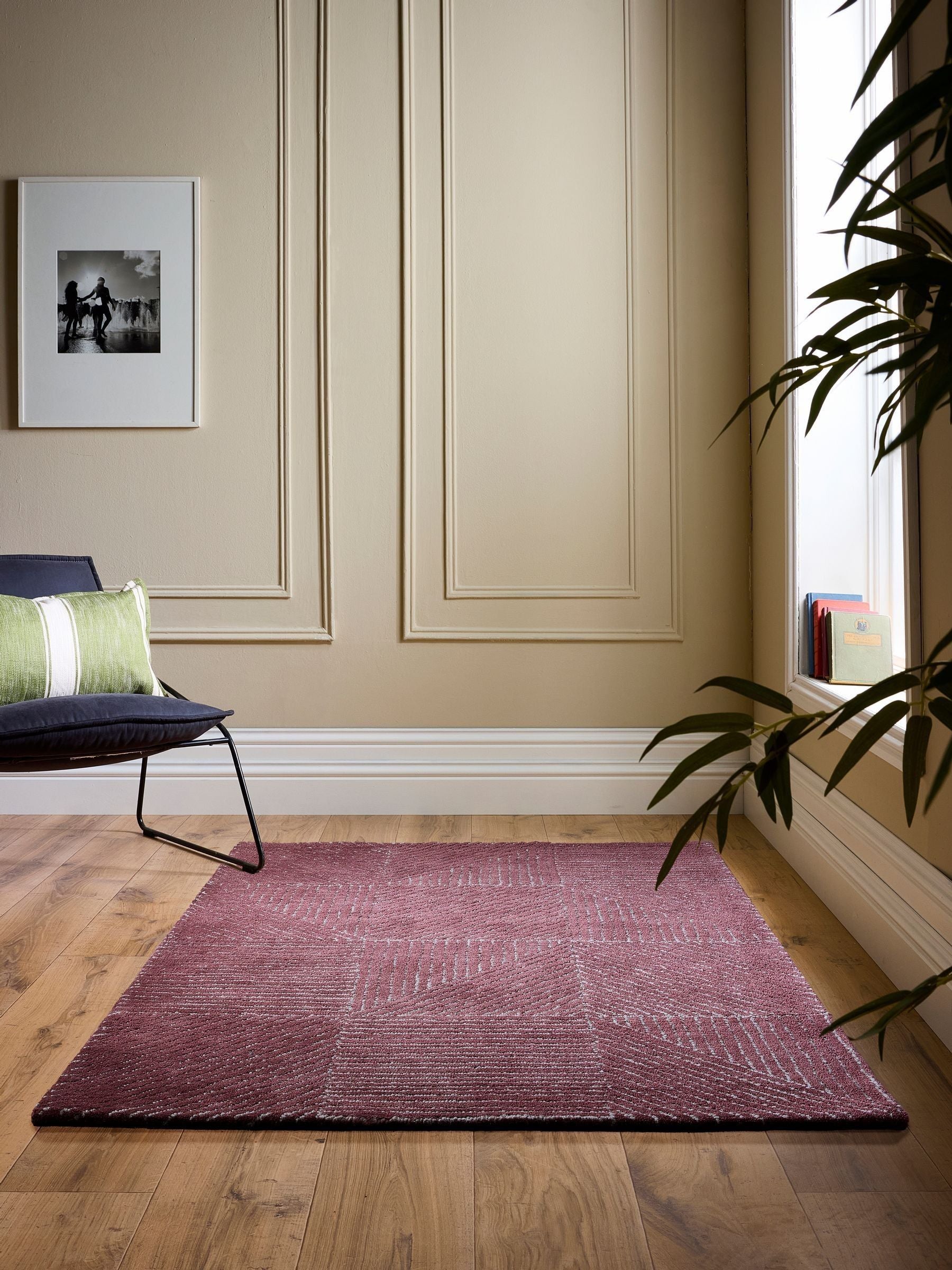 Origin Rugs charcoal geometric wool rug, imported from the UK