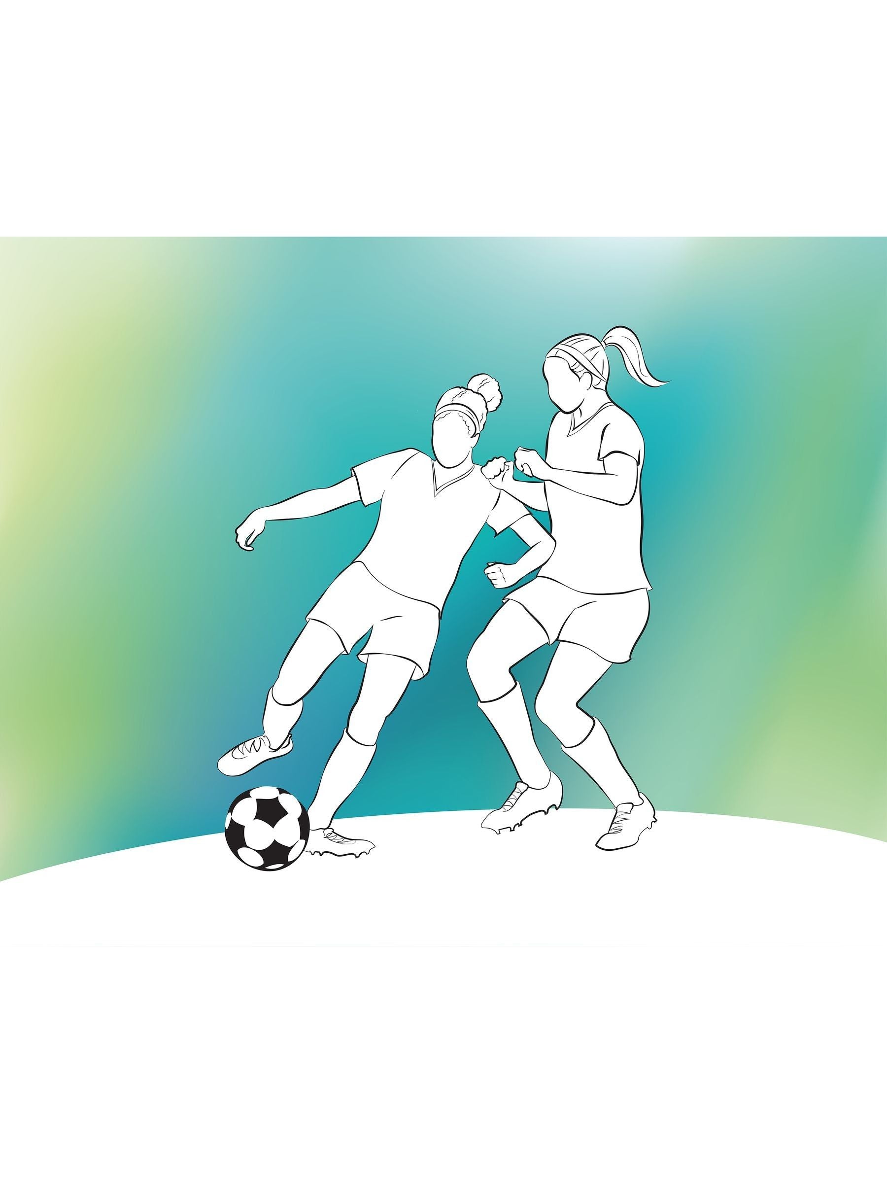 Origin Murals Girls Playing Football A3 mural sample (British brand)
