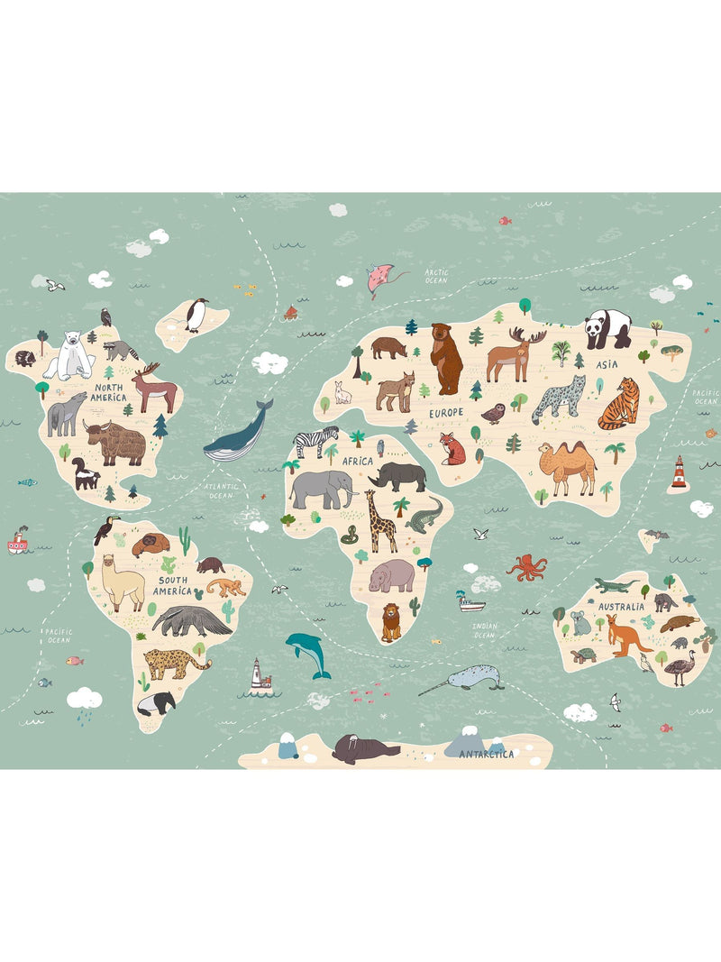 Origin Murals children's world map A3 mural sample (British brand)