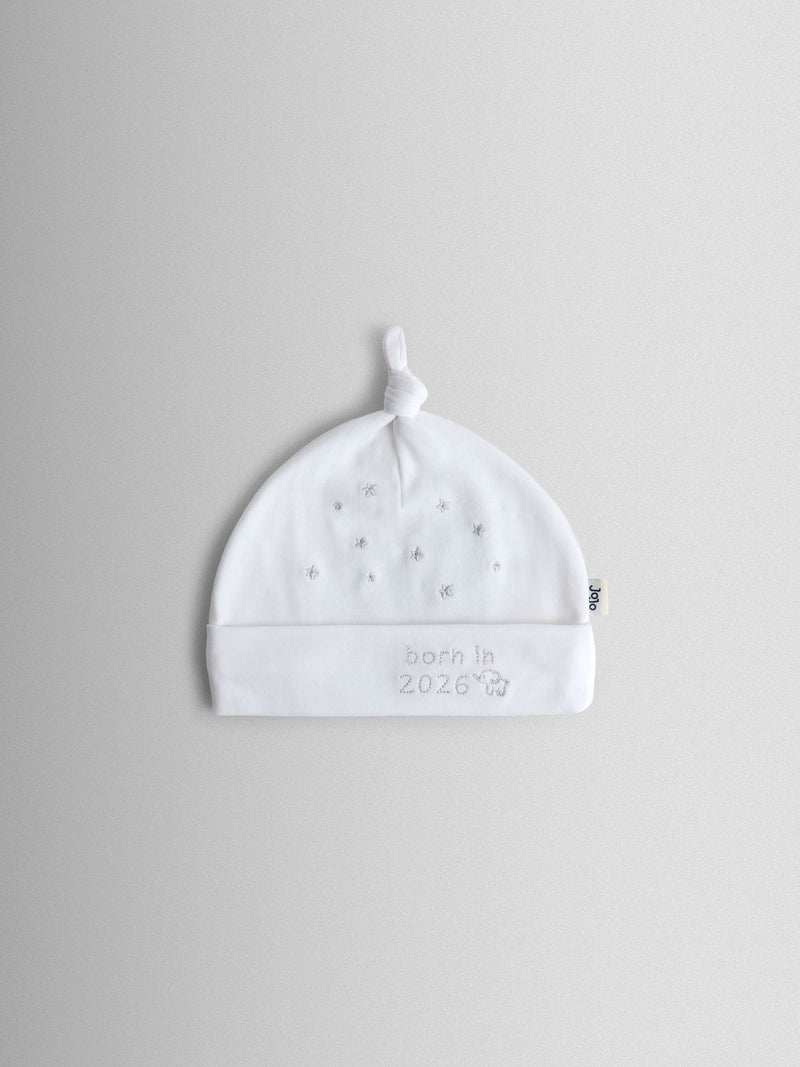JoJo Maman Bébé embroidered born in 2026 hat, imported from the UK