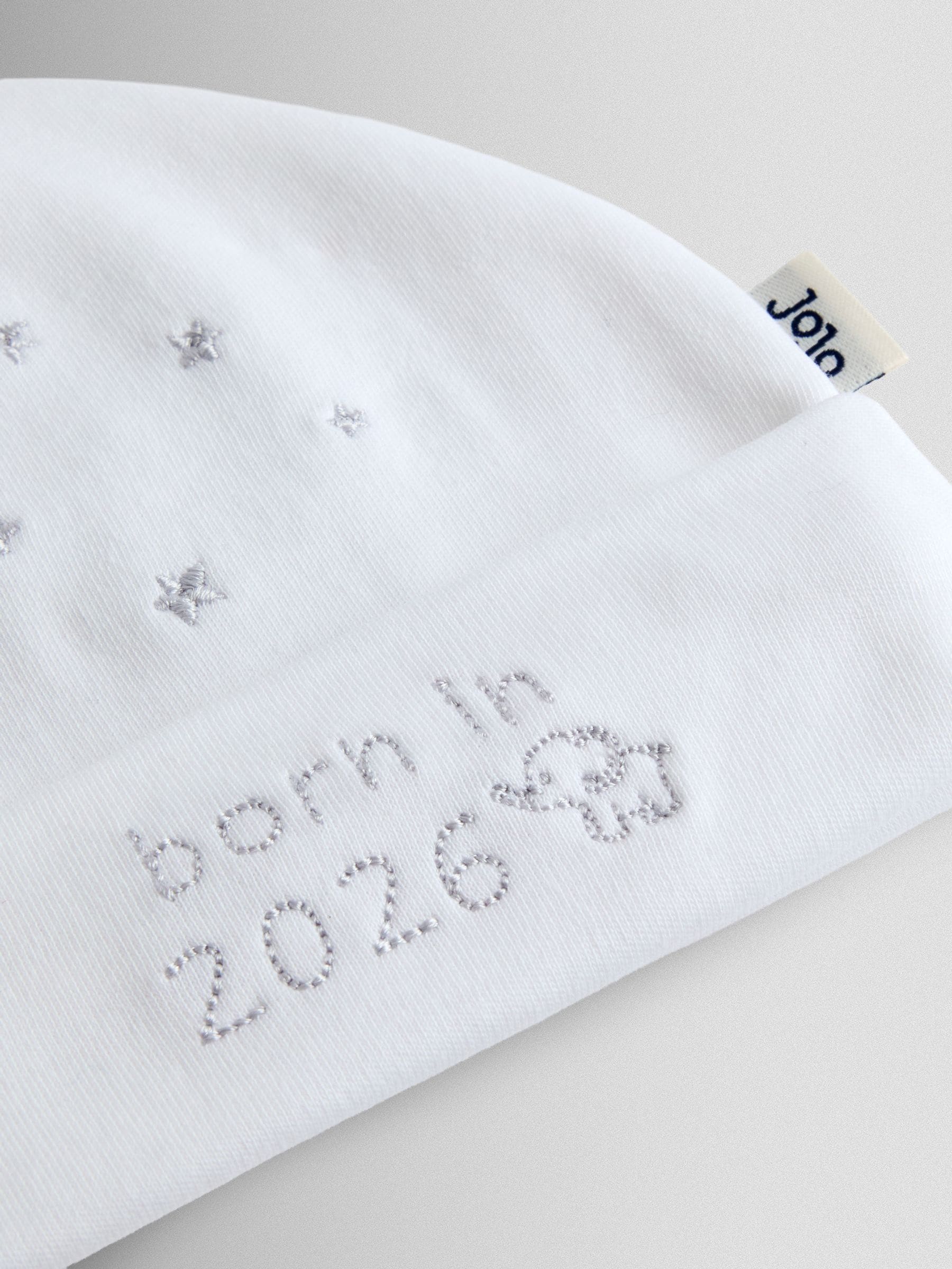 JoJo Maman Bébé embroidered born in 2026 hat, imported from the UK