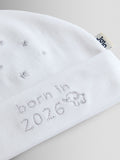 JoJo Maman Bébé embroidered born in 2026 hat, imported from the UK