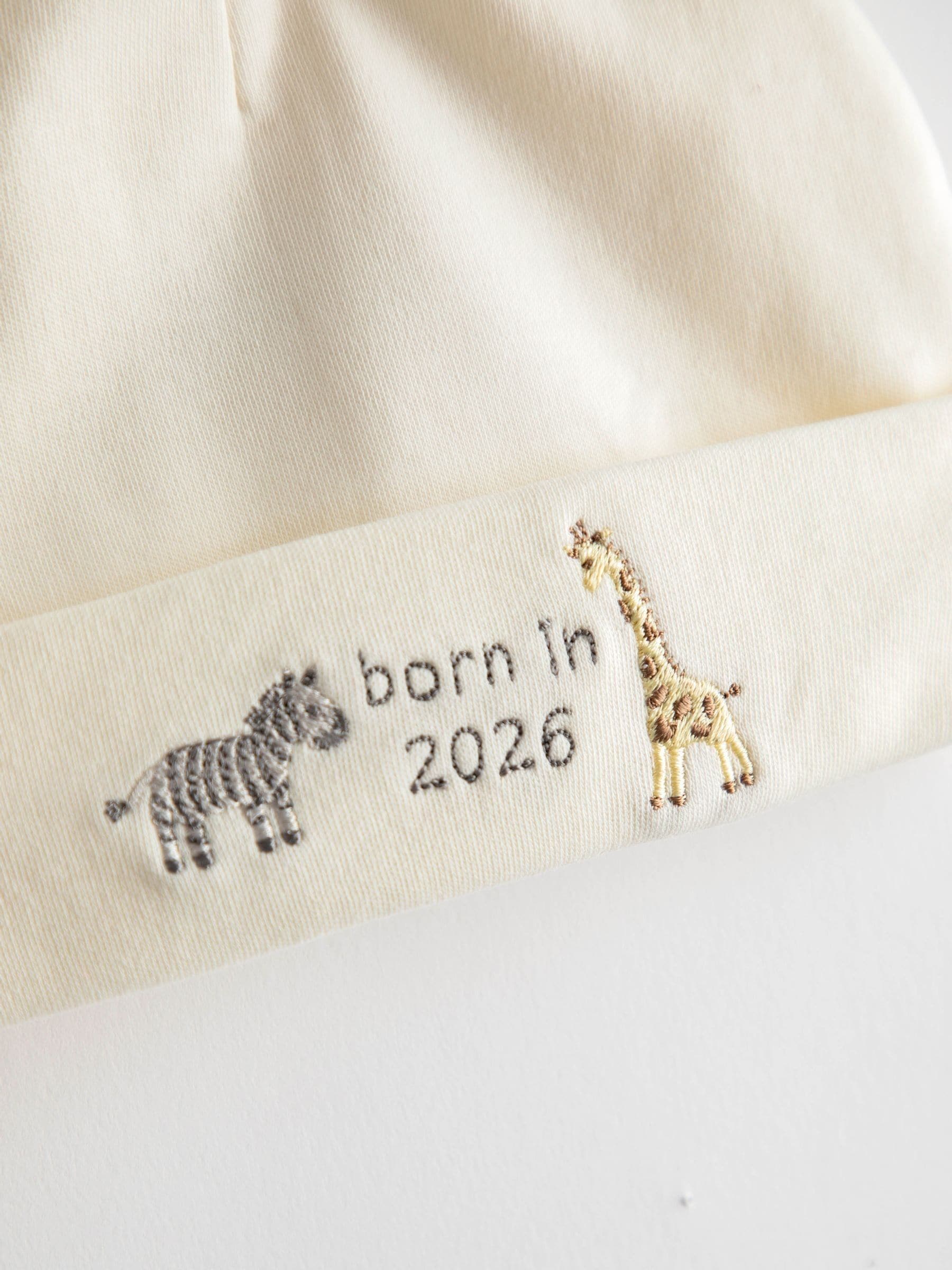 JoJo Maman Bébé cream embroidered hat Born in 2026 - British product