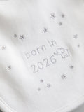 JoJo Maman Bébé bib Born in 2026 embroidered (British brand)