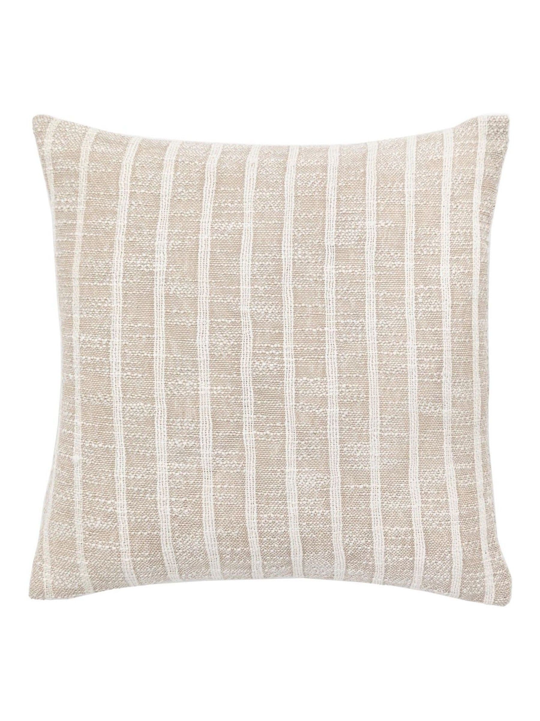 Gallery Home Ryton Stripe cushion, sand and white, 45cm - imported from the UK