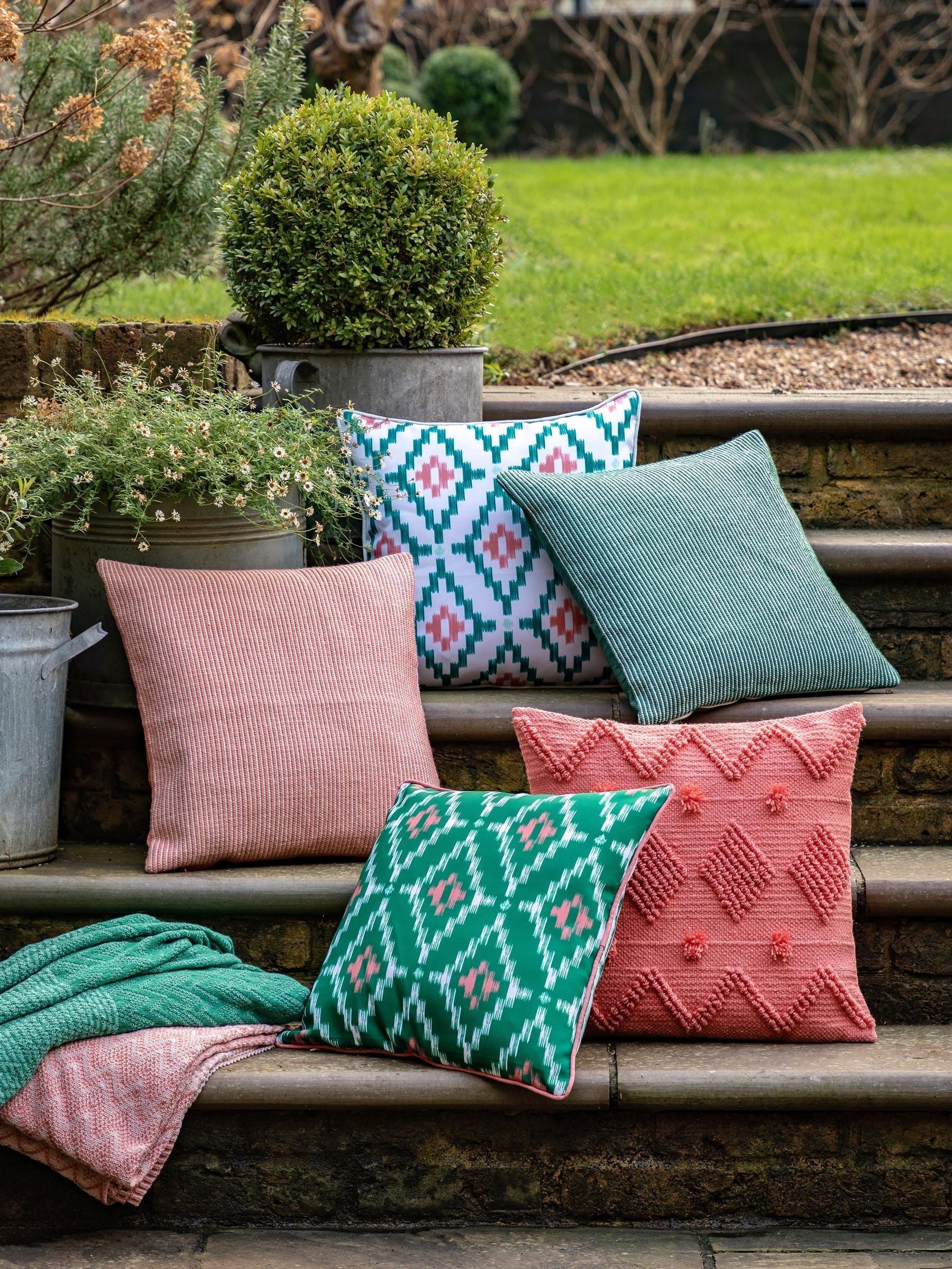 Gallery Home orange geometric printed cushion 45cm square, imported from the UK
