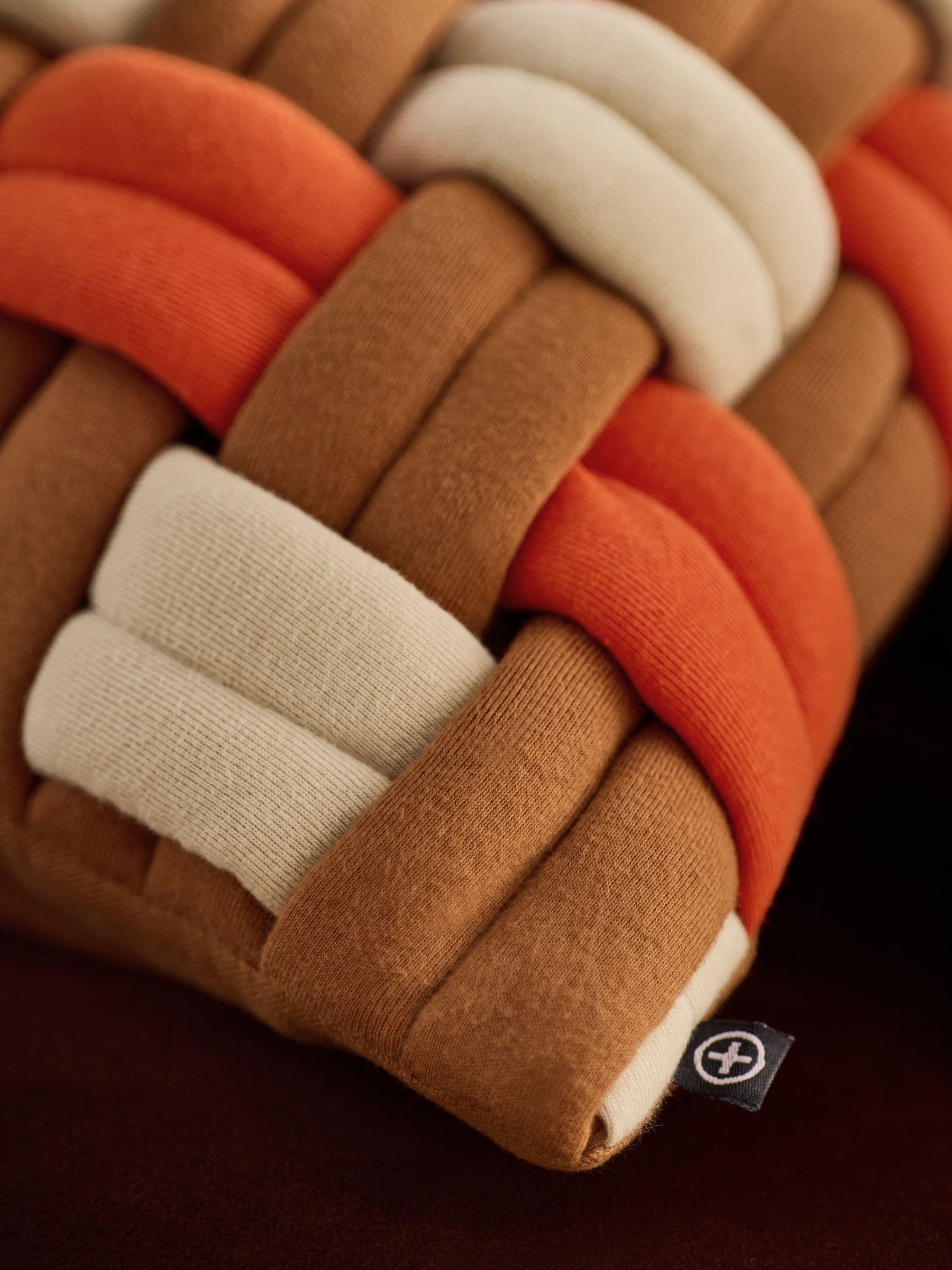 MADE.COM rust orange Morven lattice jersey cushion 45cm, imported from the UK