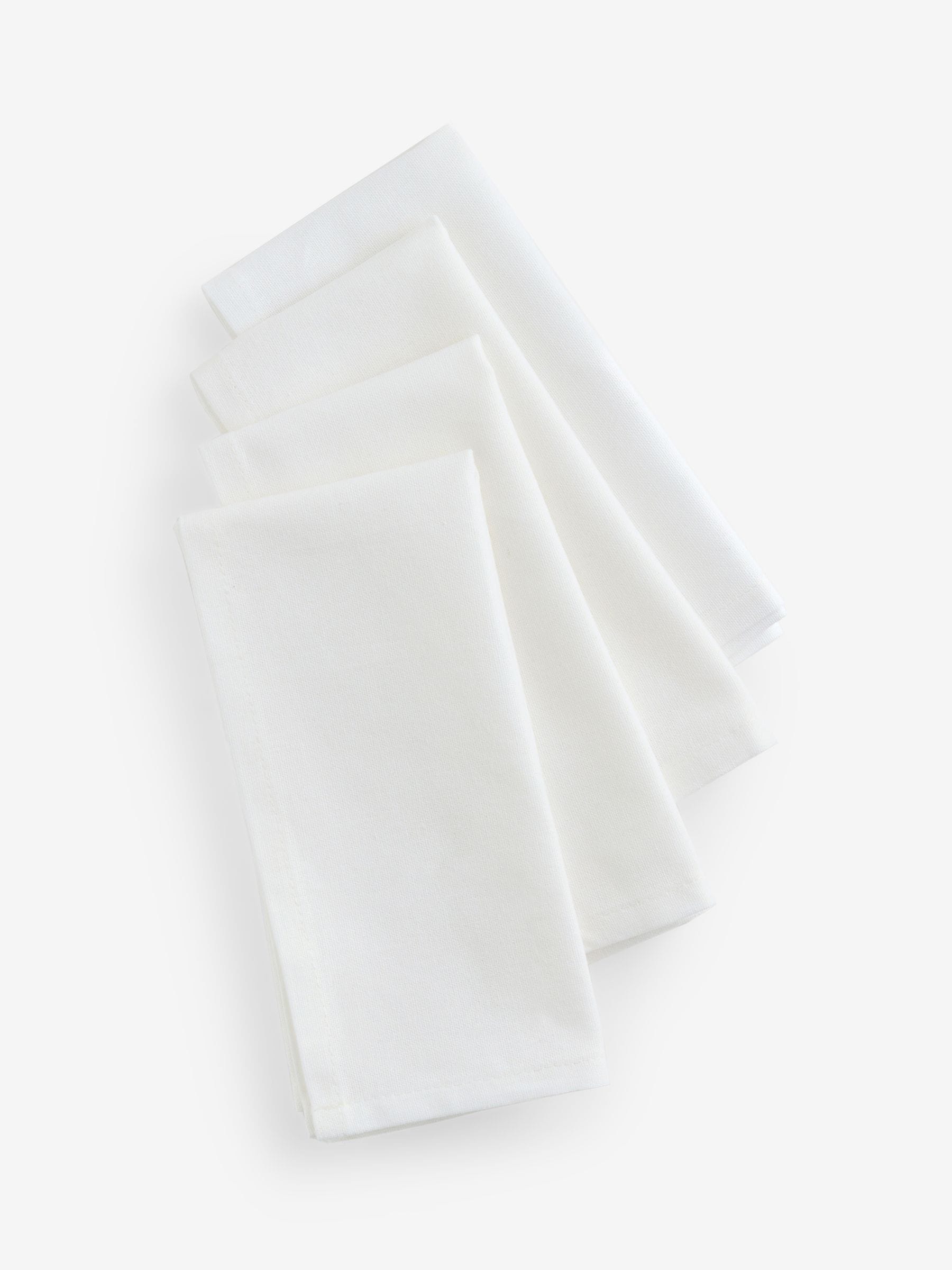 Set of 4 white cotton napkins 40cm, UK version