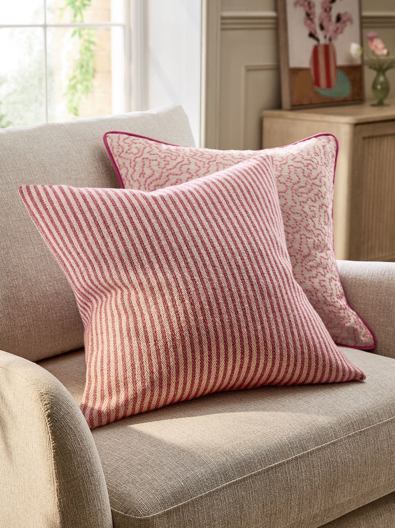 Pink woven stripe cushion for home 50x50cm, UK version