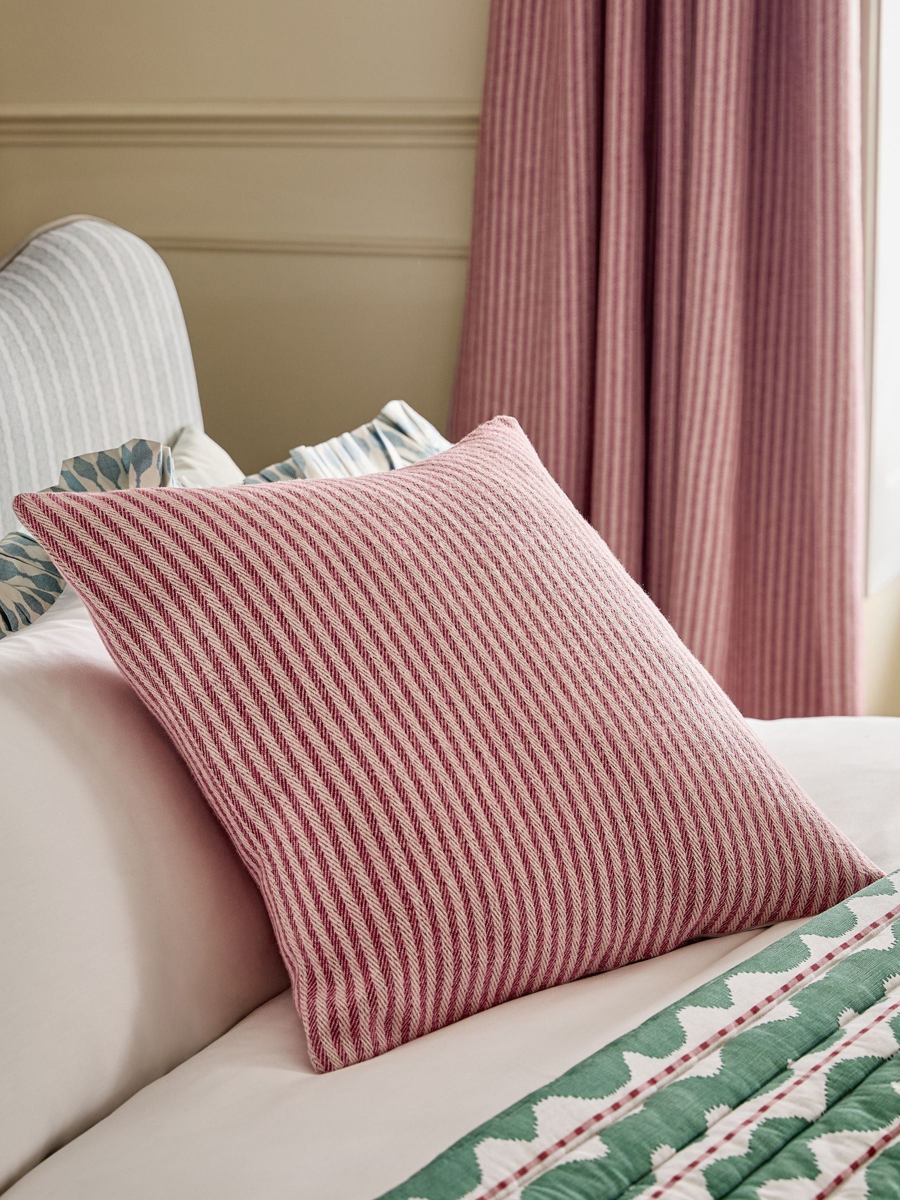 Pink woven stripe cushion for home 50x50cm, UK version