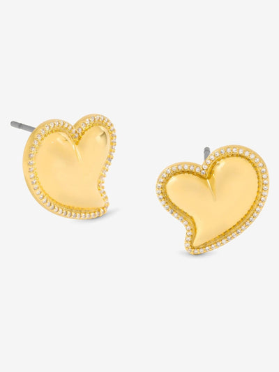 Next Jon Richard Gold Tone Puff Heart Cubic Zirconia Stud Earrings 23mm x 19mm- Buy online at McGrocer