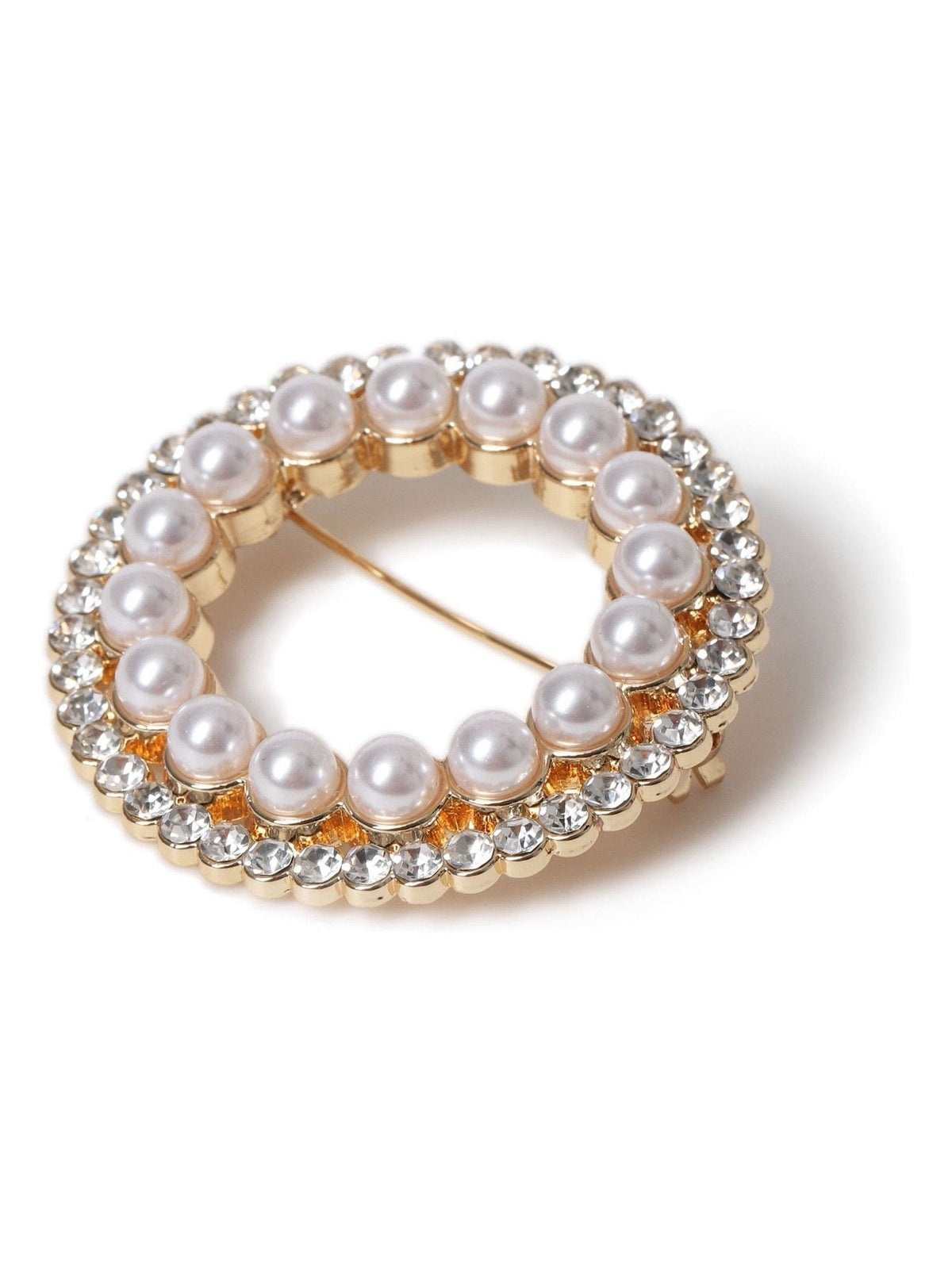 Gold Tone Sparkle Circle Party Brooch