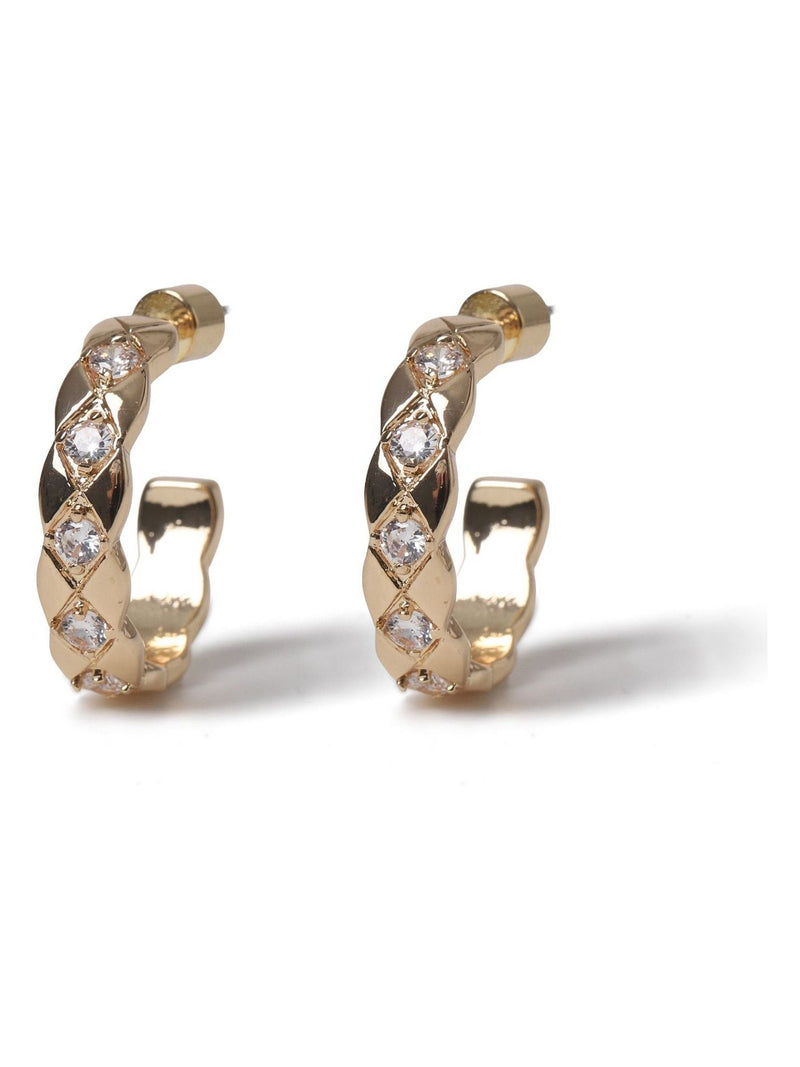 Aela gold tone diamond quilted hoop earrings (British brand)