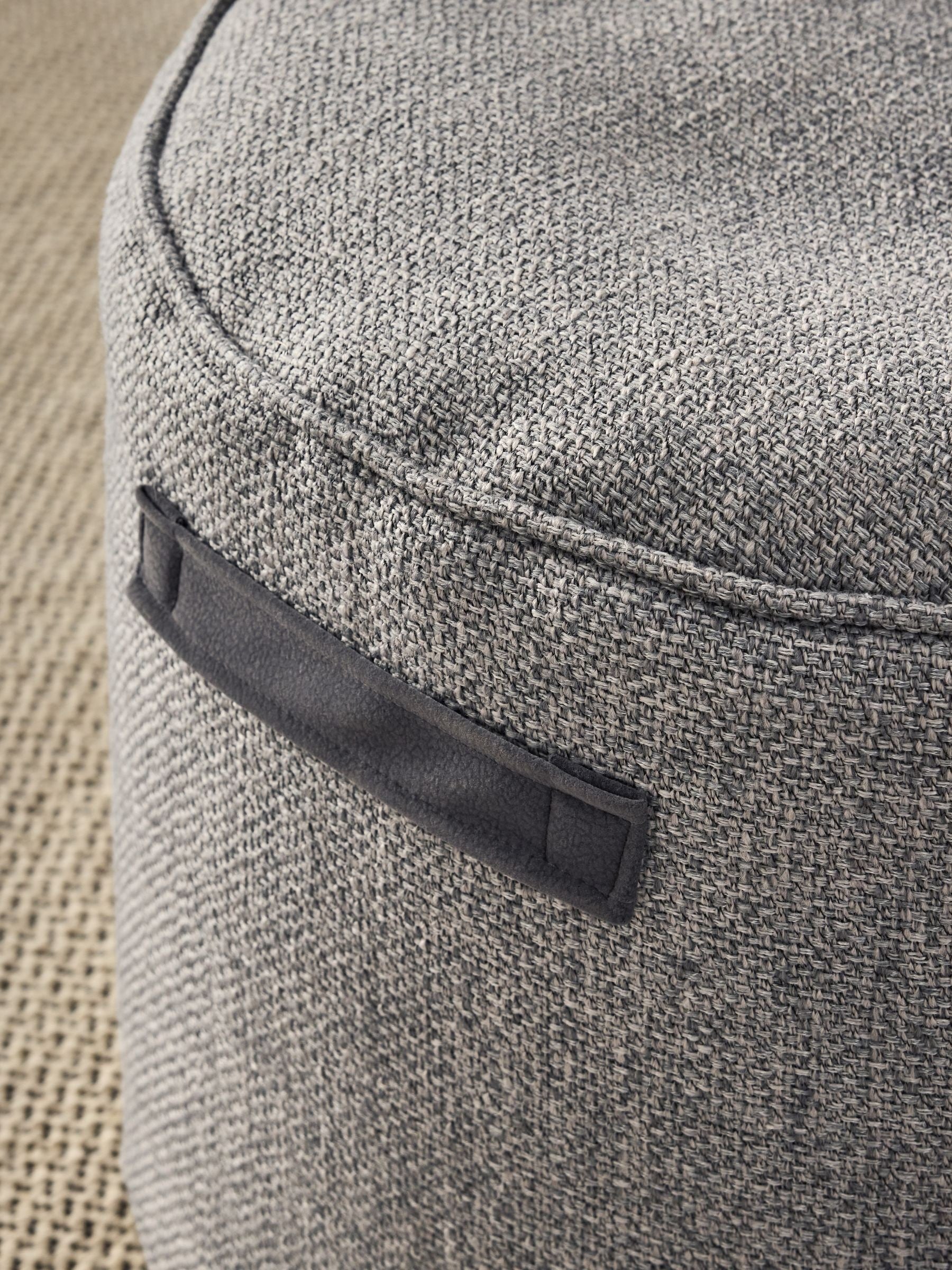 Grey pouffe with handles, imported from the UK