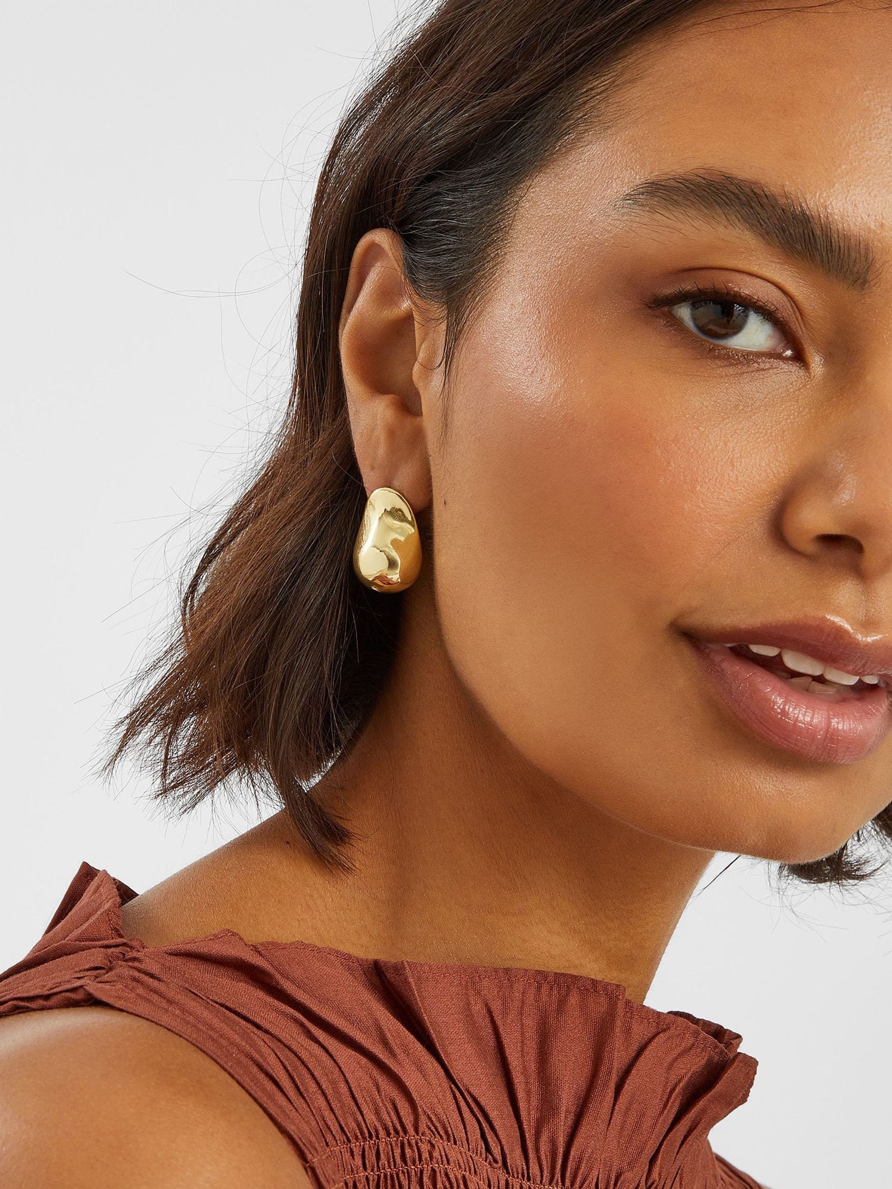 Accessorize Gold Tone Molten Curve Drop Earrings - British product