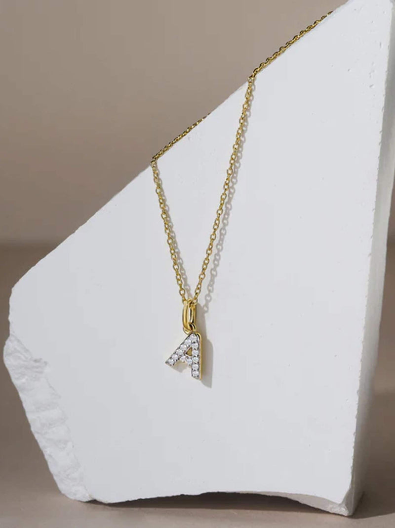The Diamond Store initial lab diamond necklace 0.10ct in 18K gold vermeil (British brand)