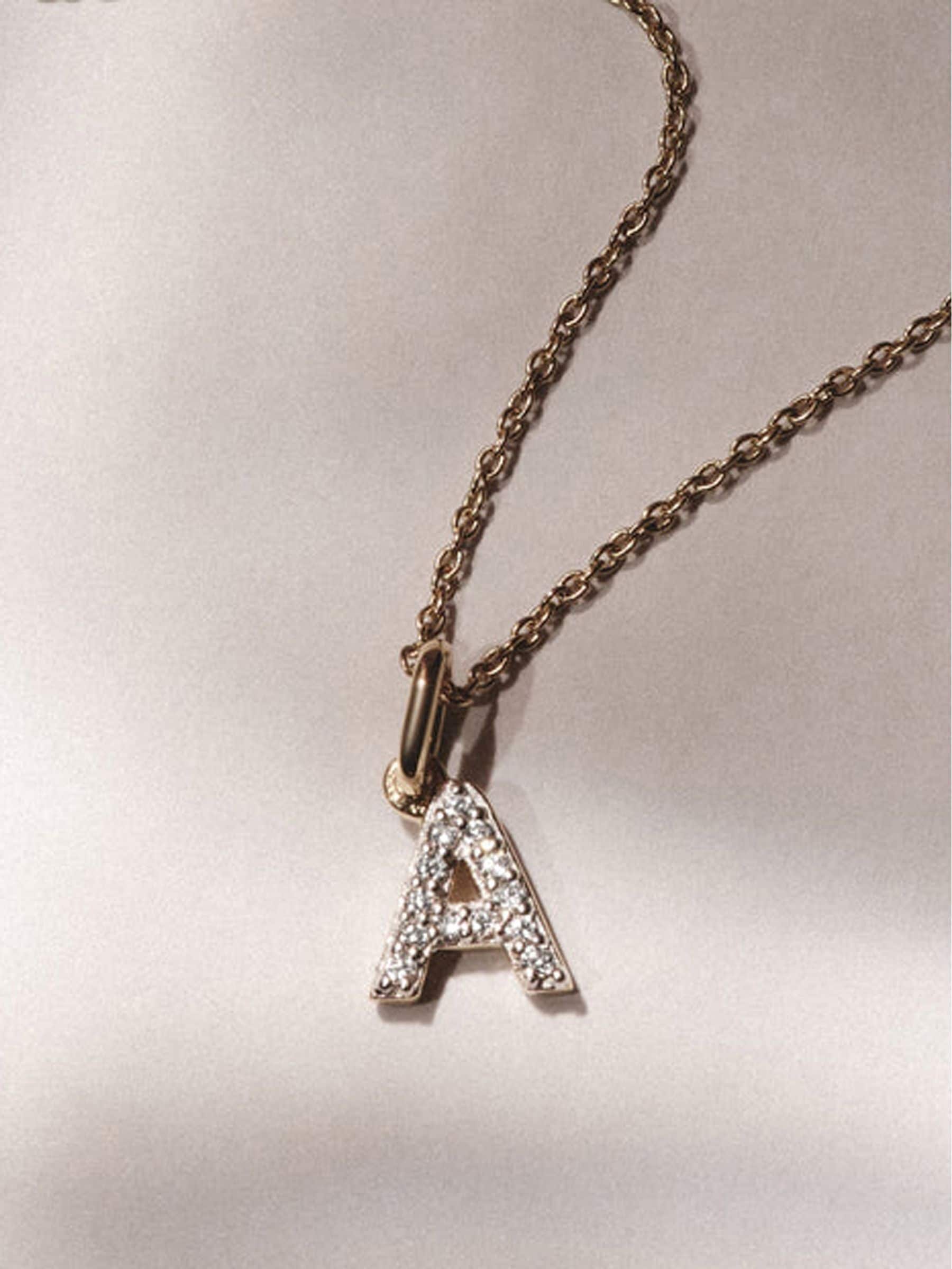 The Diamond Store initial lab diamond necklace 0.10ct in 18K gold vermeil (British brand)