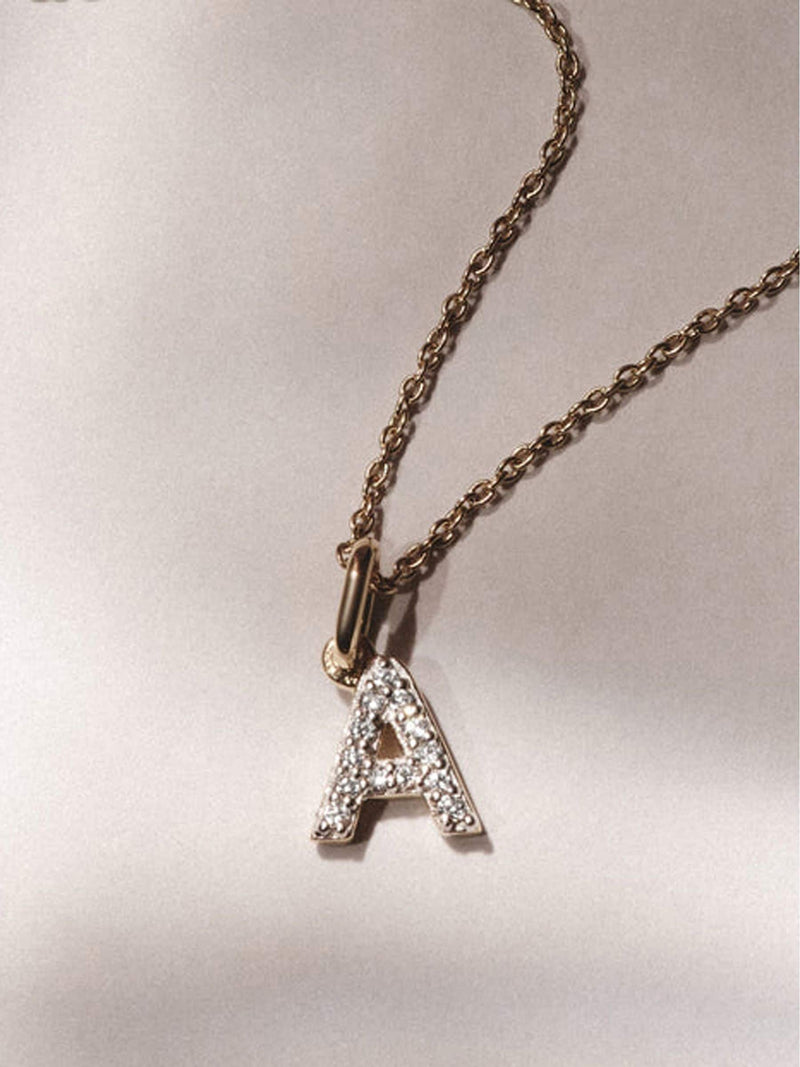 The Diamond Store initial lab diamond necklace 0.10ct in 18K gold vermeil (British brand)