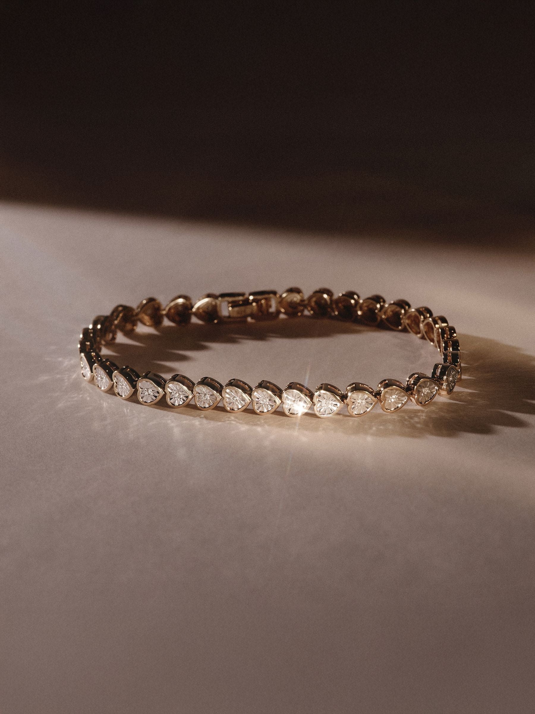 The Diamond Store Gold Heart 0.15ct H/SI Lab Diamond Tennis Bracelet in 18K Gold Vermeil