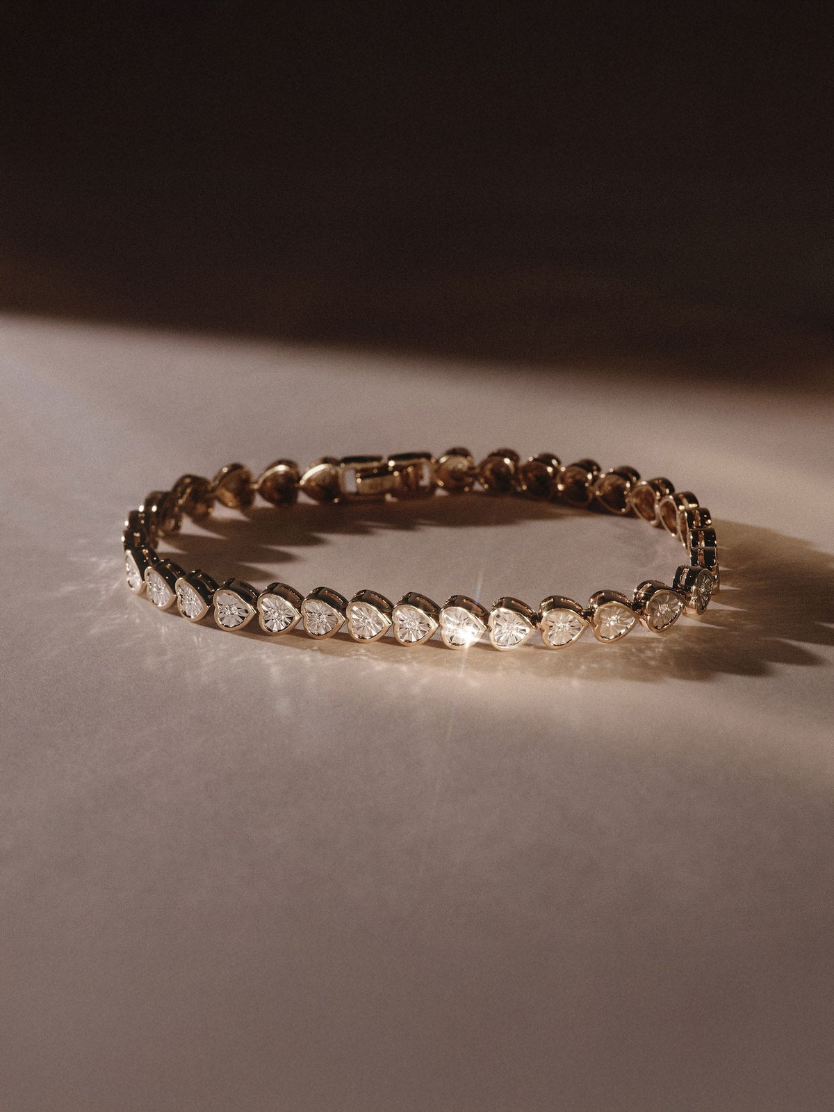 The Diamond Store Gold Heart 0.15ct H/SI Lab Diamond Tennis Bracelet in 18K Gold Vermeil