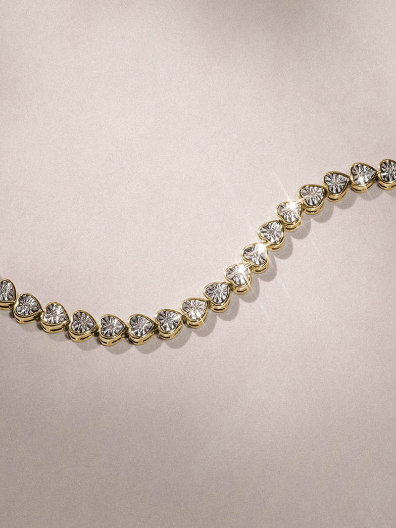 The Diamond Store White Heart 0.15ct lab diamond tennis bracelet silver tone (British brand)
