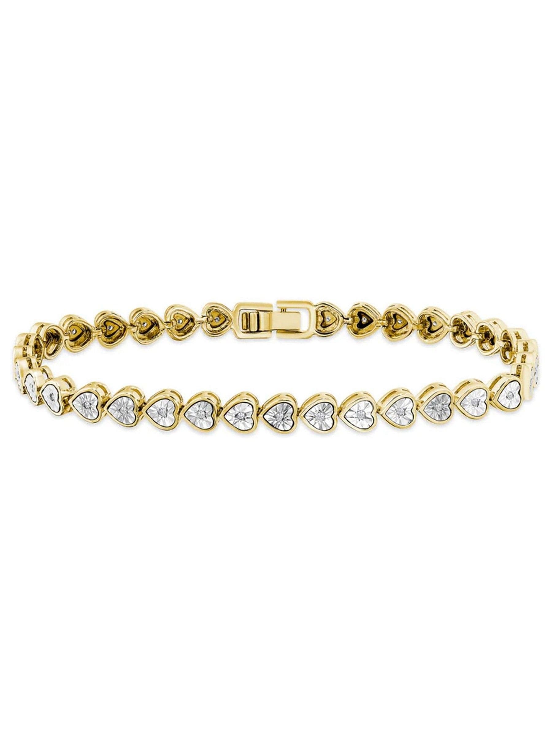 The Diamond Store White Heart 0.15ct lab diamond tennis bracelet silver tone (British brand)
