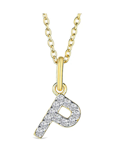 The Diamond Store Weiß Liebesbrief Initial 0,10 Karat Lab-Diamant Halskette in 18 Karat Gold Vermeil