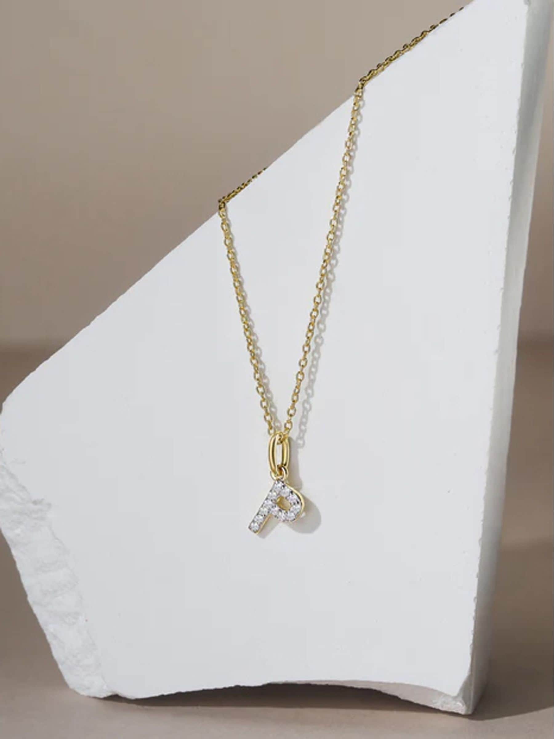 The Diamond Store white love letter initial necklace with 0.10ct lab diamond (British brand)
