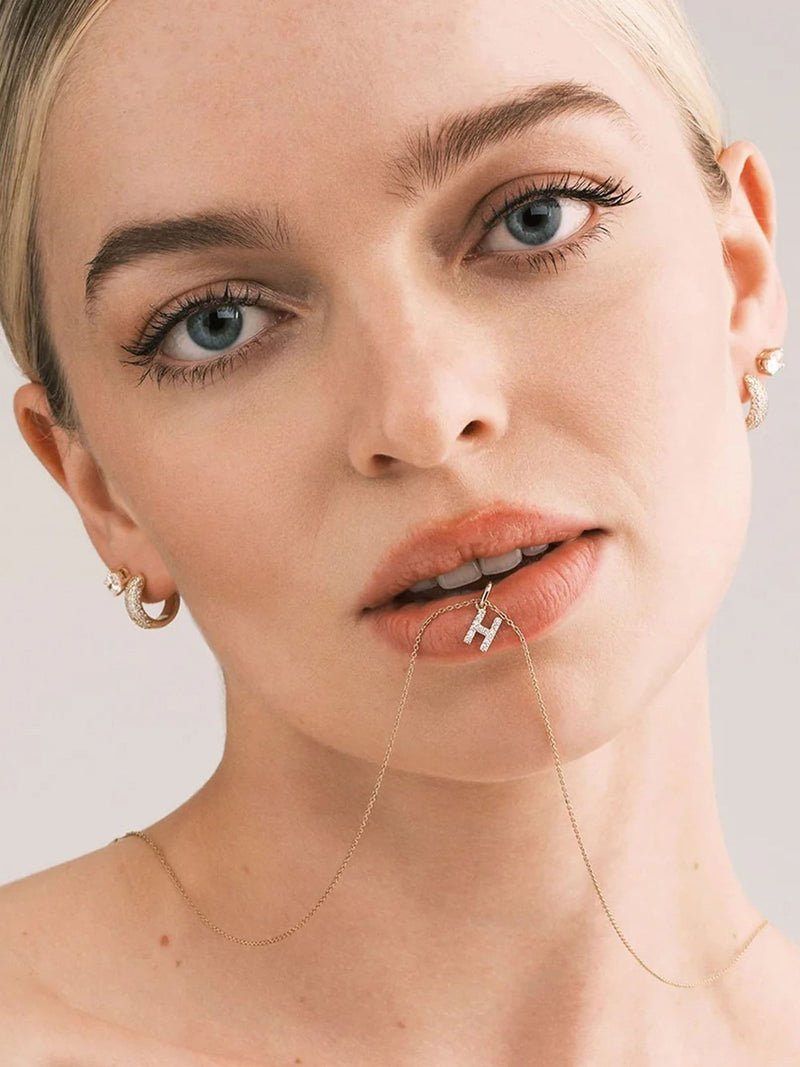 The Diamond Store white love letter initial necklace with 0.10ct lab diamond (British brand)