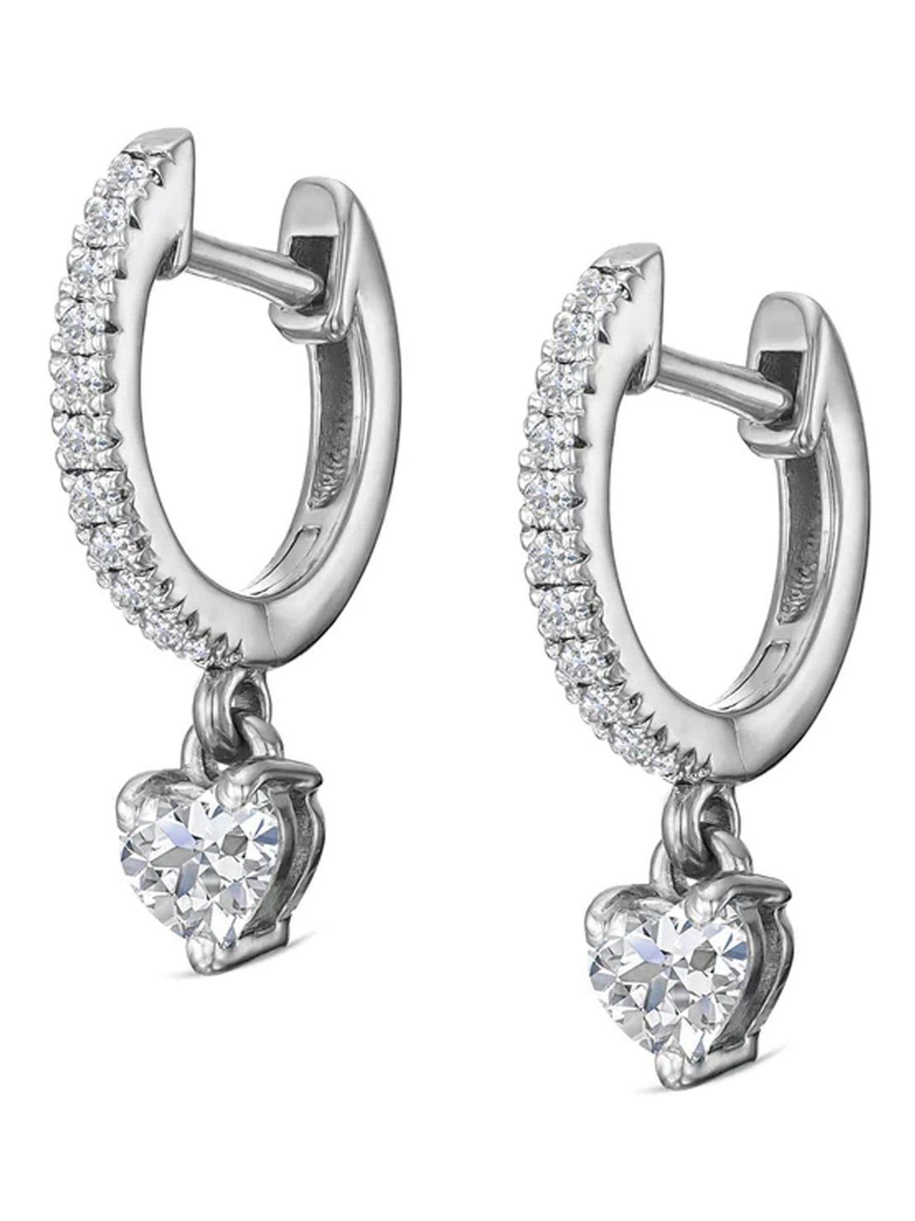 0.50ct Heart Huggie Earrings in Sterling Silver with Lab-Grown Diamonds