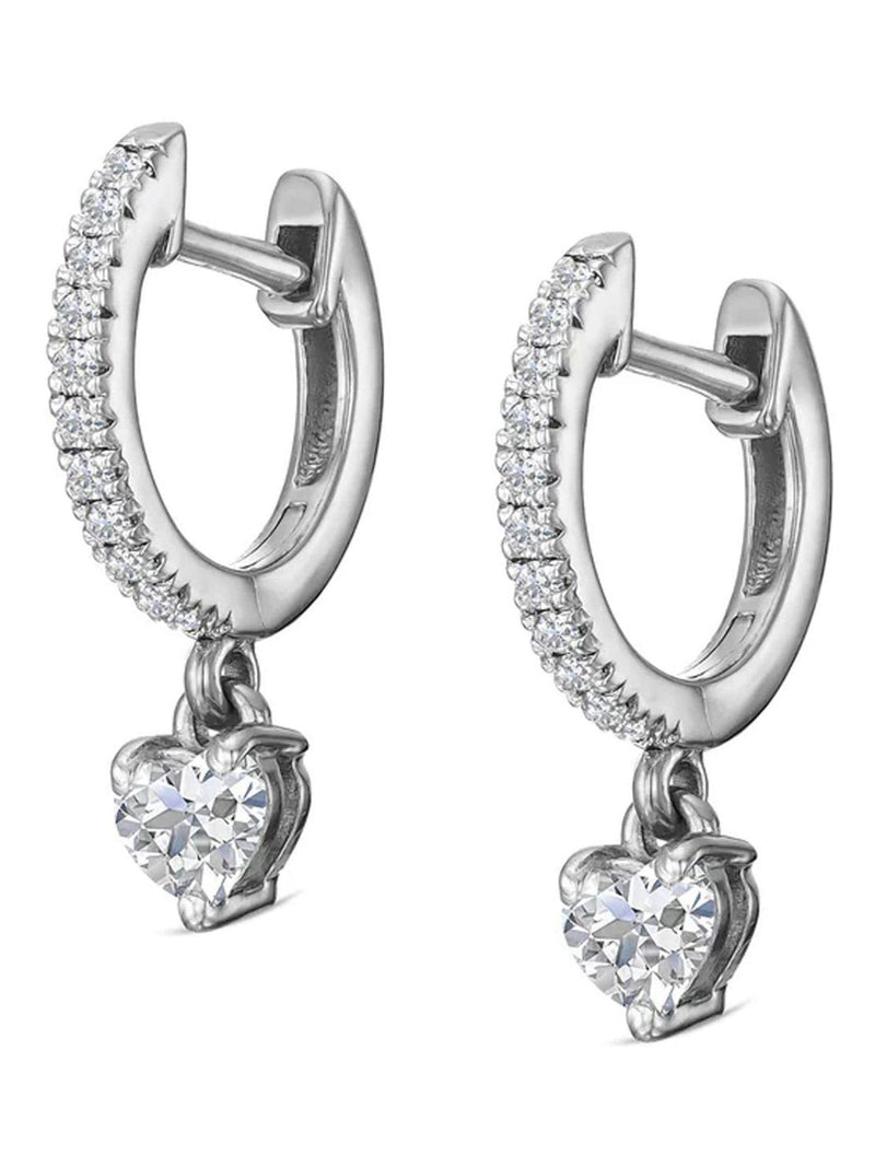 0.50ct Heart Huggie Earrings in Sterling Silver with Lab-Grown Diamonds