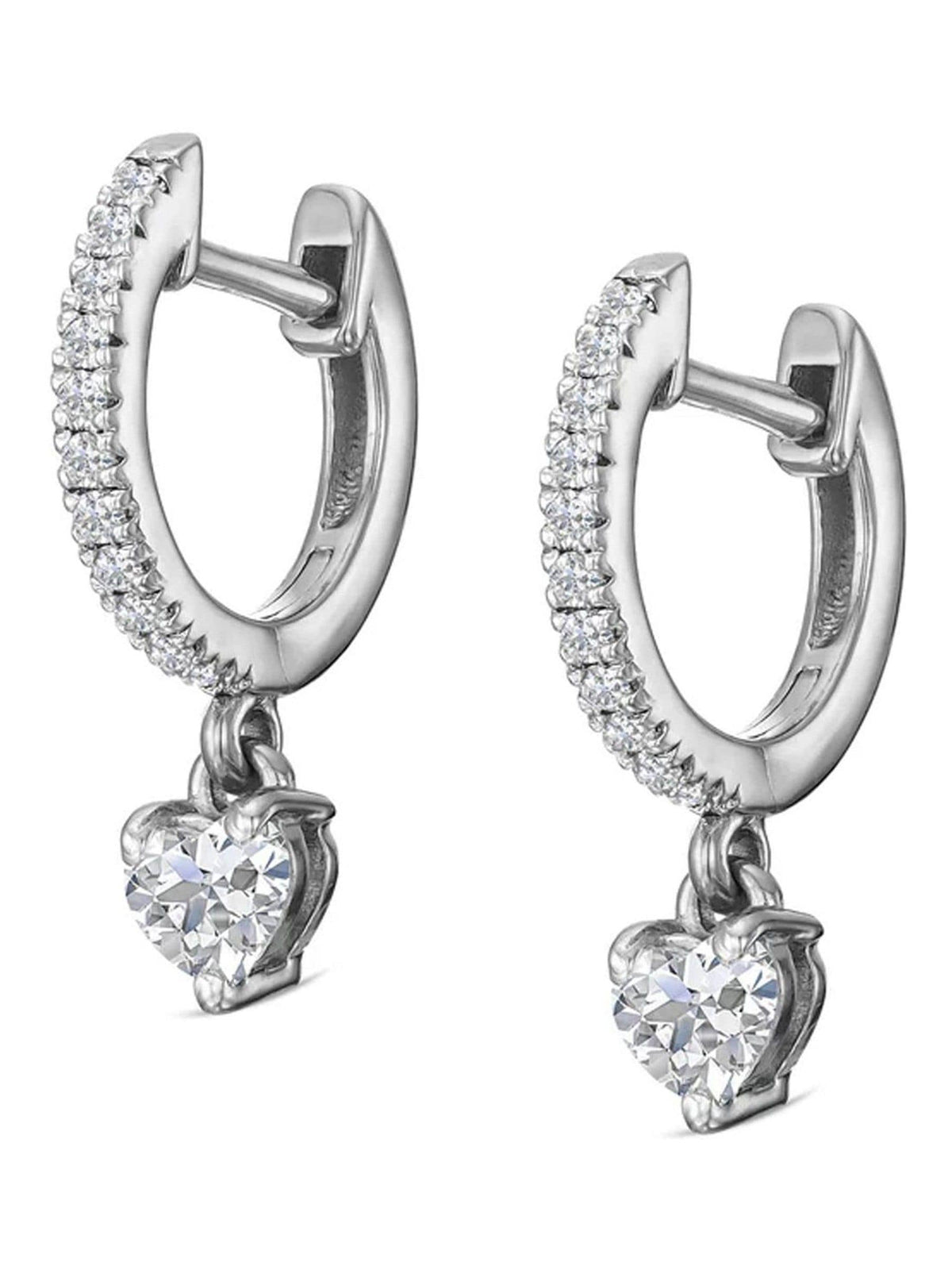 0.50ct Heart Huggie Earrings in Sterling Silver with Lab-Grown Diamonds