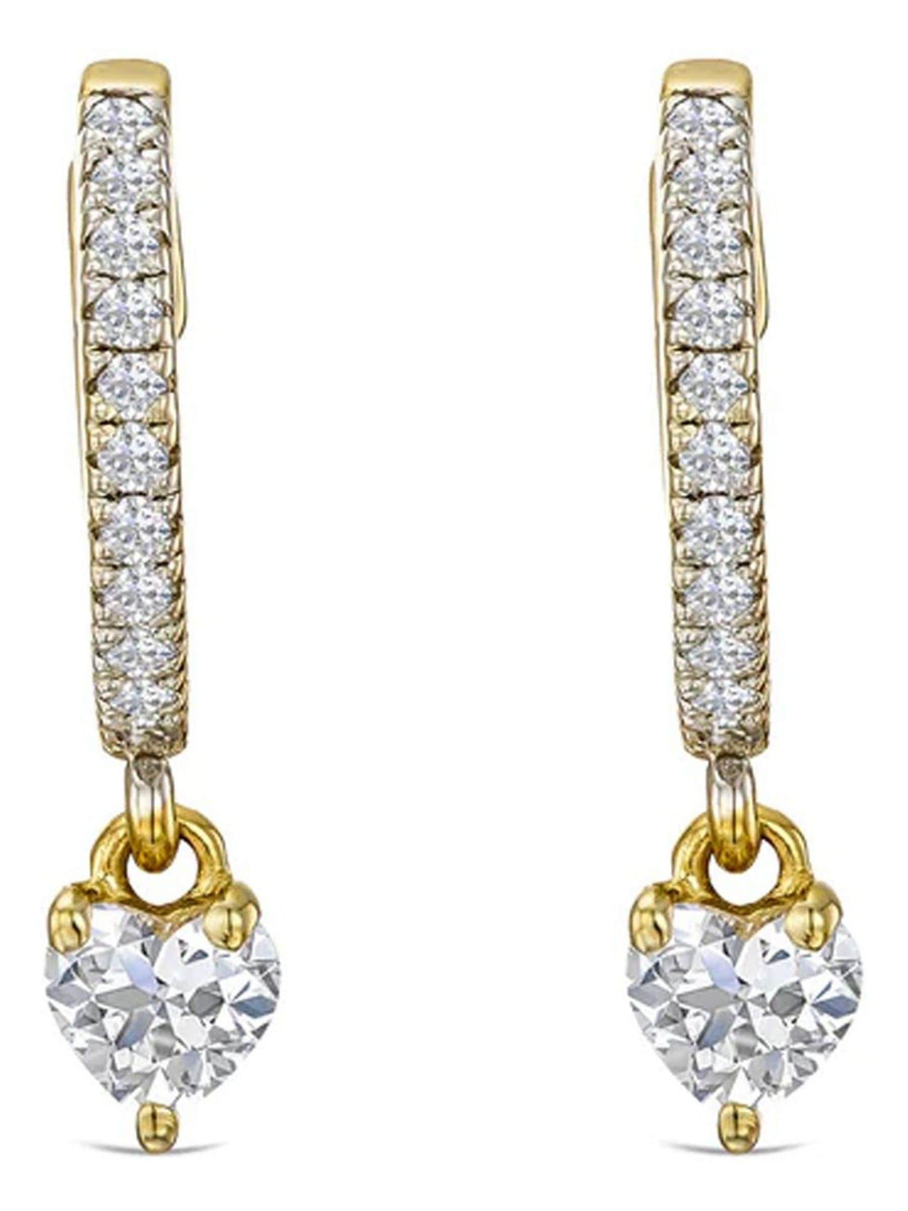 The Diamond Store Heart Drop Huggie Earrings with 0.50ct lab diamonds in 18K gold vermeil (British brand)