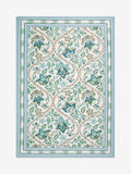 Nina Campbell green floral hand knotted rug, imported from the UK