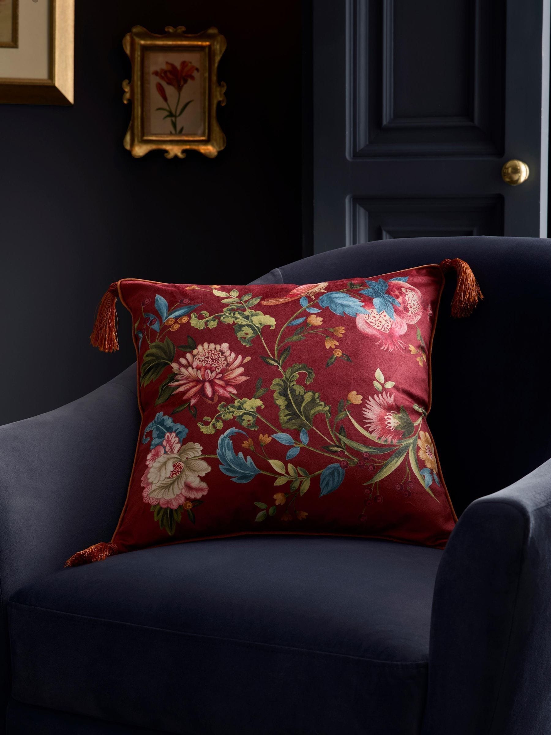 Dreams & Drapes bejewelled velvet cushion, UK version