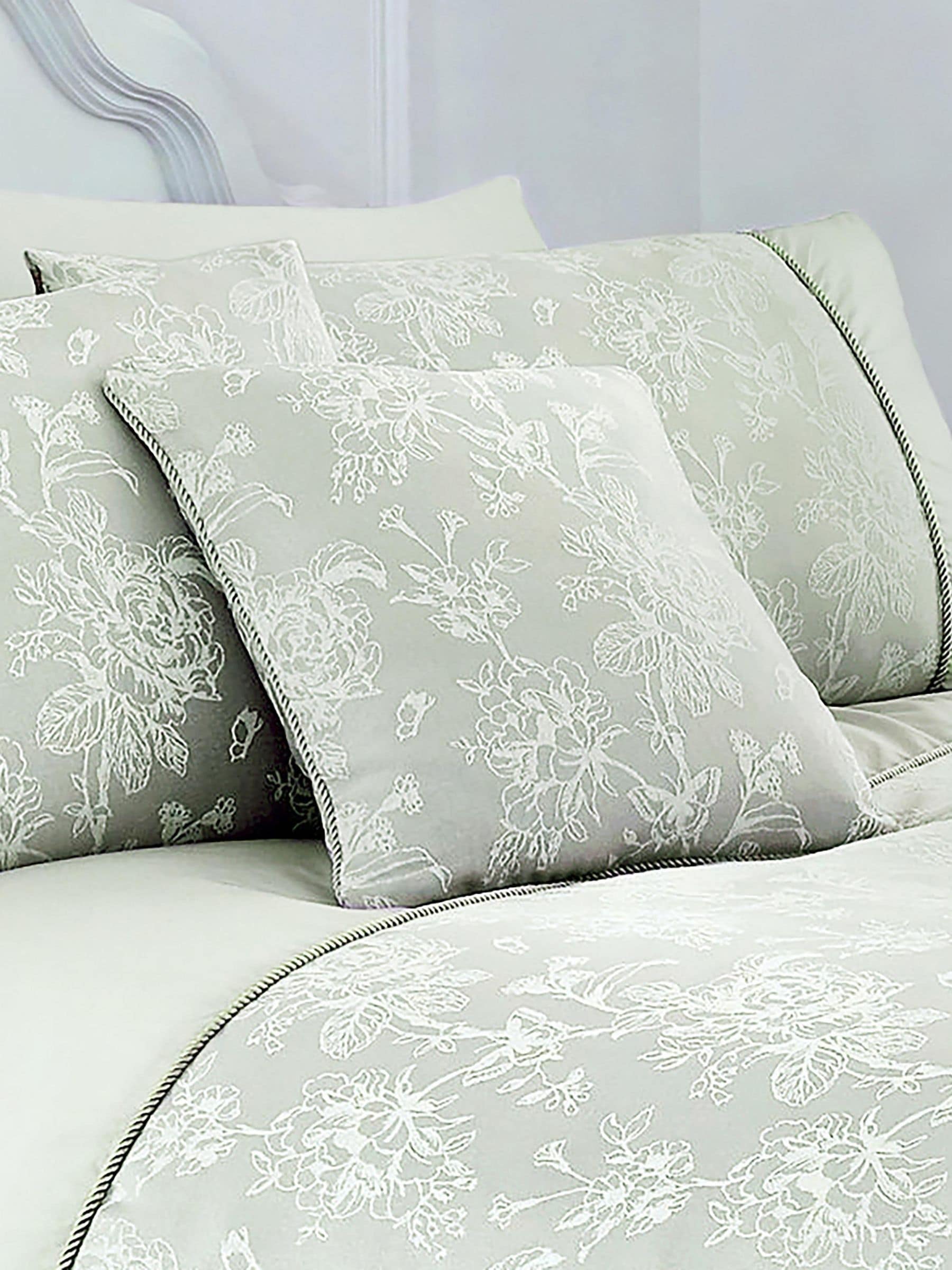 Dreams & Drapes green jasmine jacquard cushion 43cm - British product