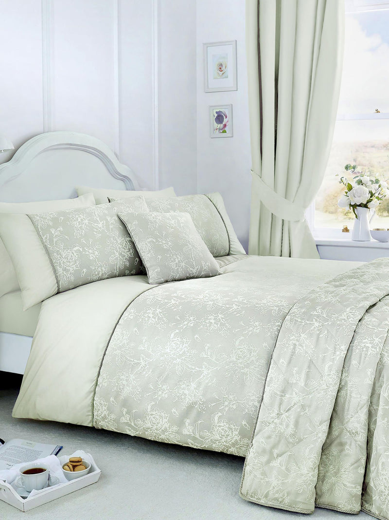 Dreams & Drapes green jasmine jacquard cushion 43cm - British product