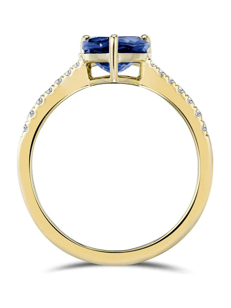 The Diamond Store blue pear cut lab sapphire and diamond ring 3.10ct (British brand)