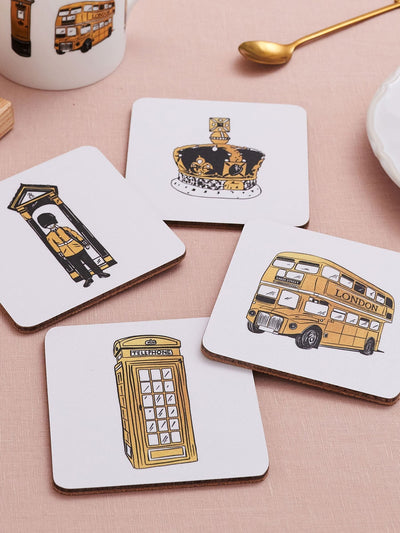 Set de 8 sous-verres Victoria Eggs Icônes London Or et Noir
