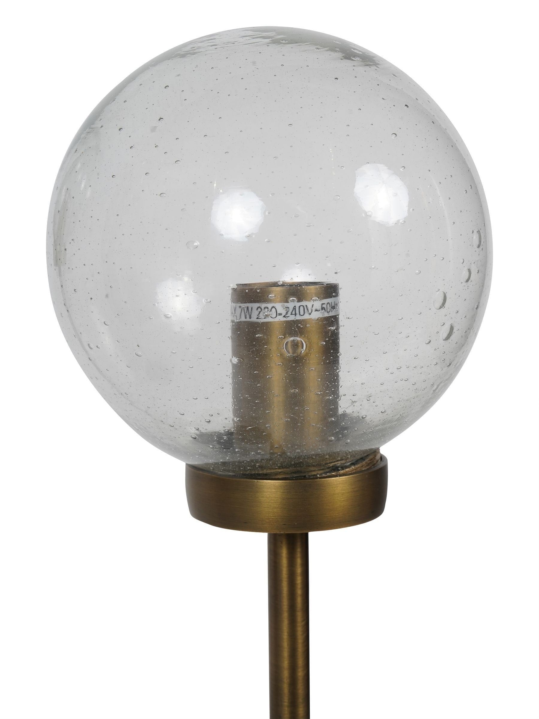 Libra Interiors antique brass three globe table lamp (British brand)
