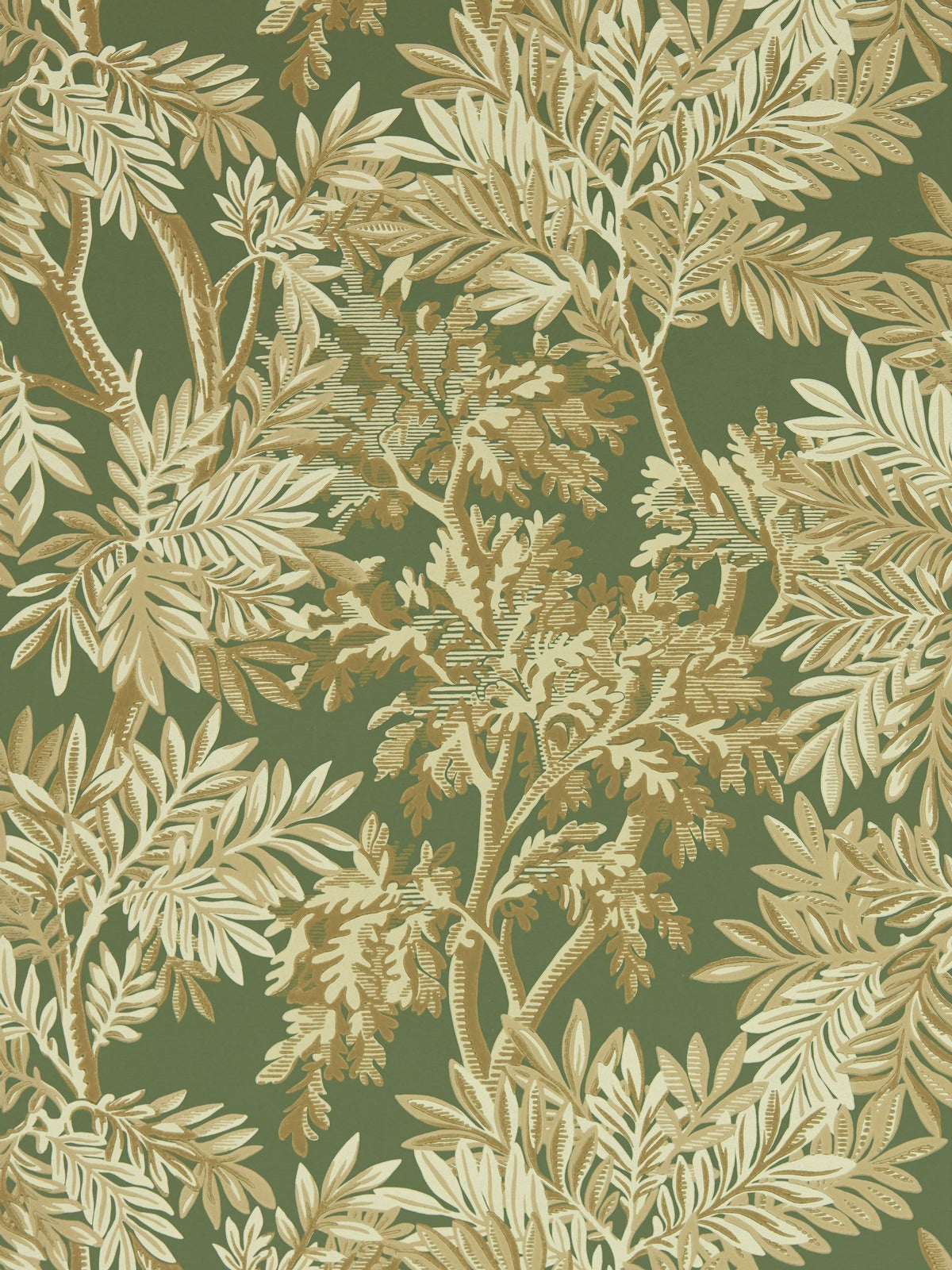 Sanderson green Tapestry Trees wallpaper 10M, UK version