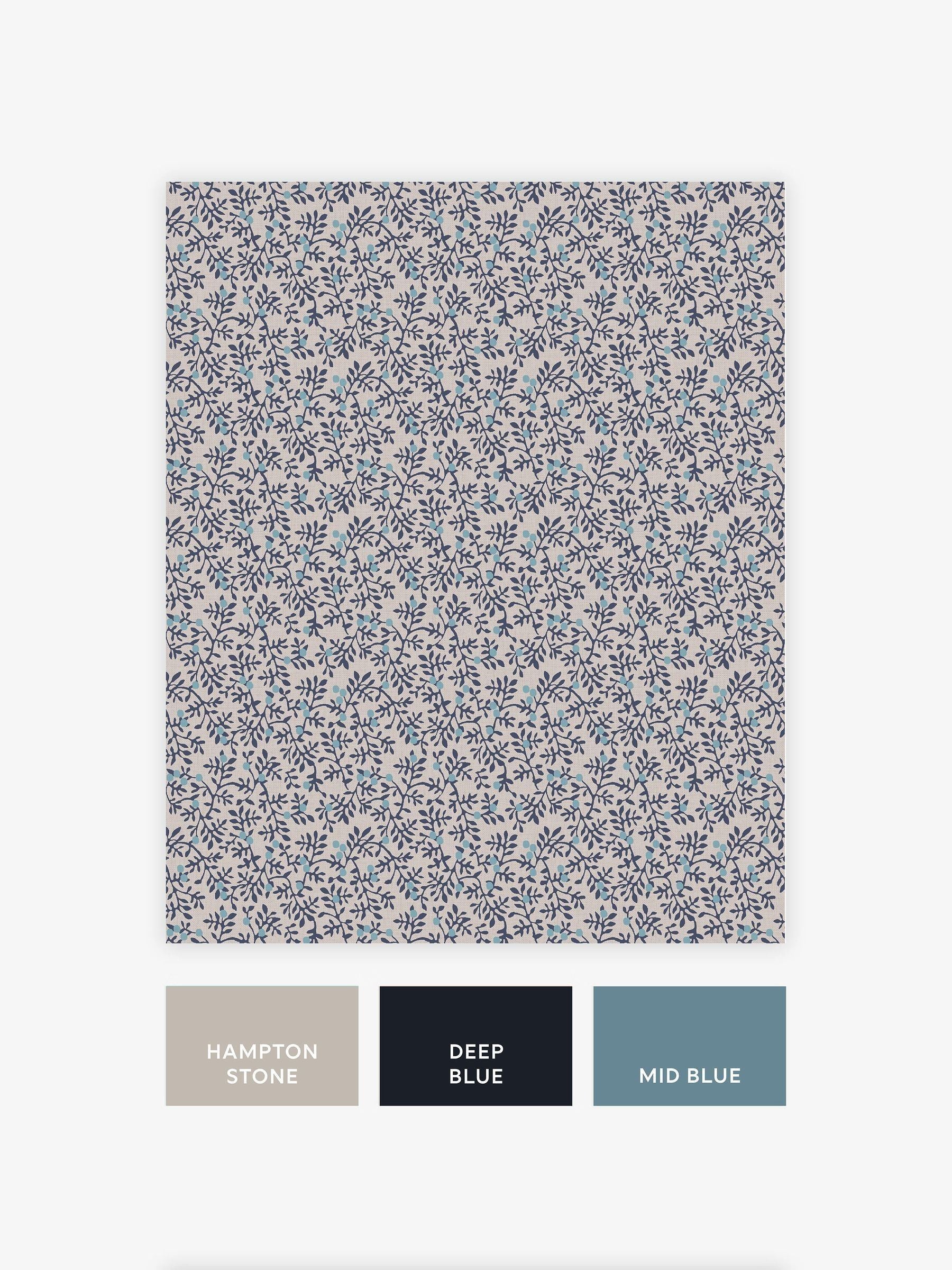 Navy Simplicity Trail wallpaper sample with delicate vines - British product